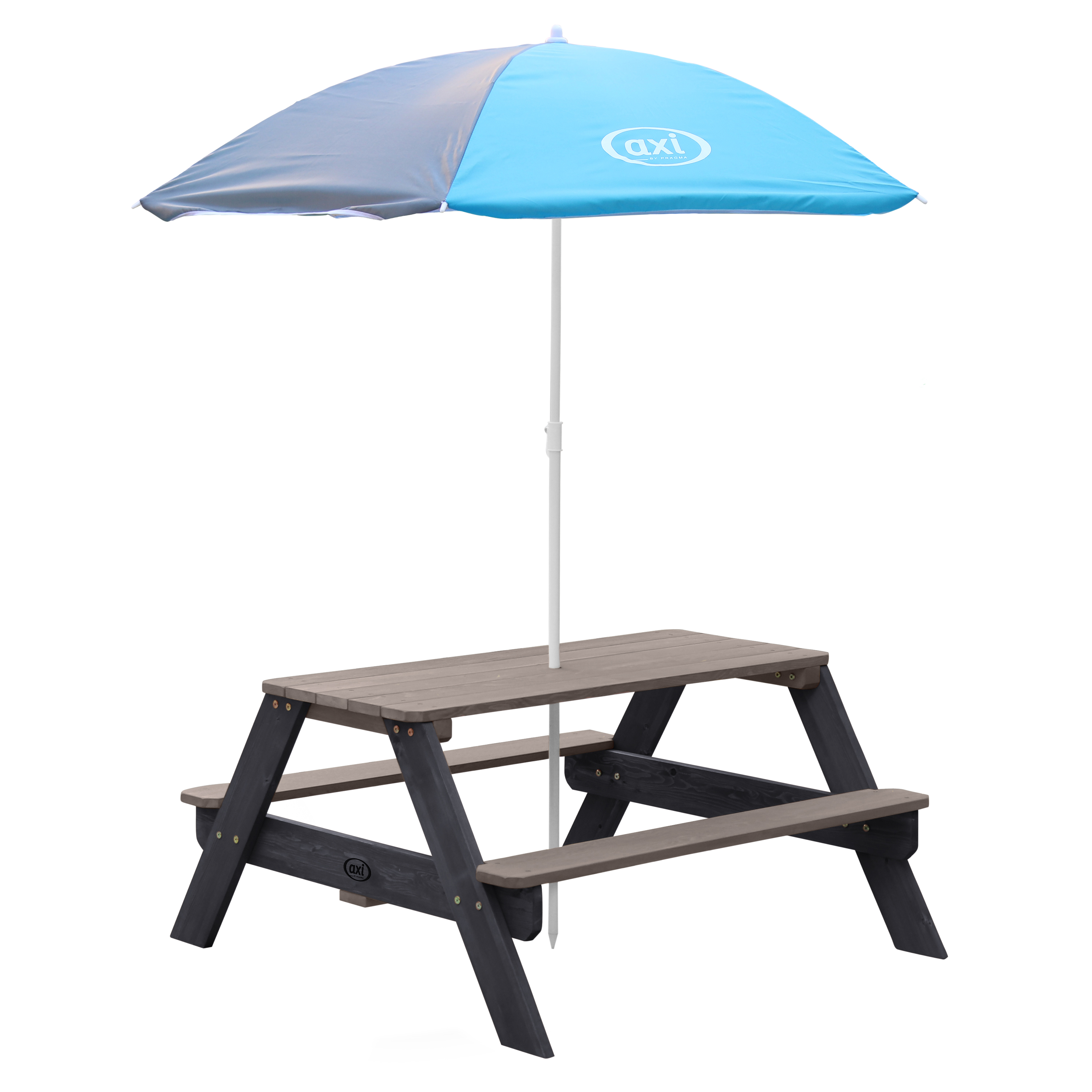 AXI Nick Picnic Table Anthracite/Grey - Umbrella Blue/Grey