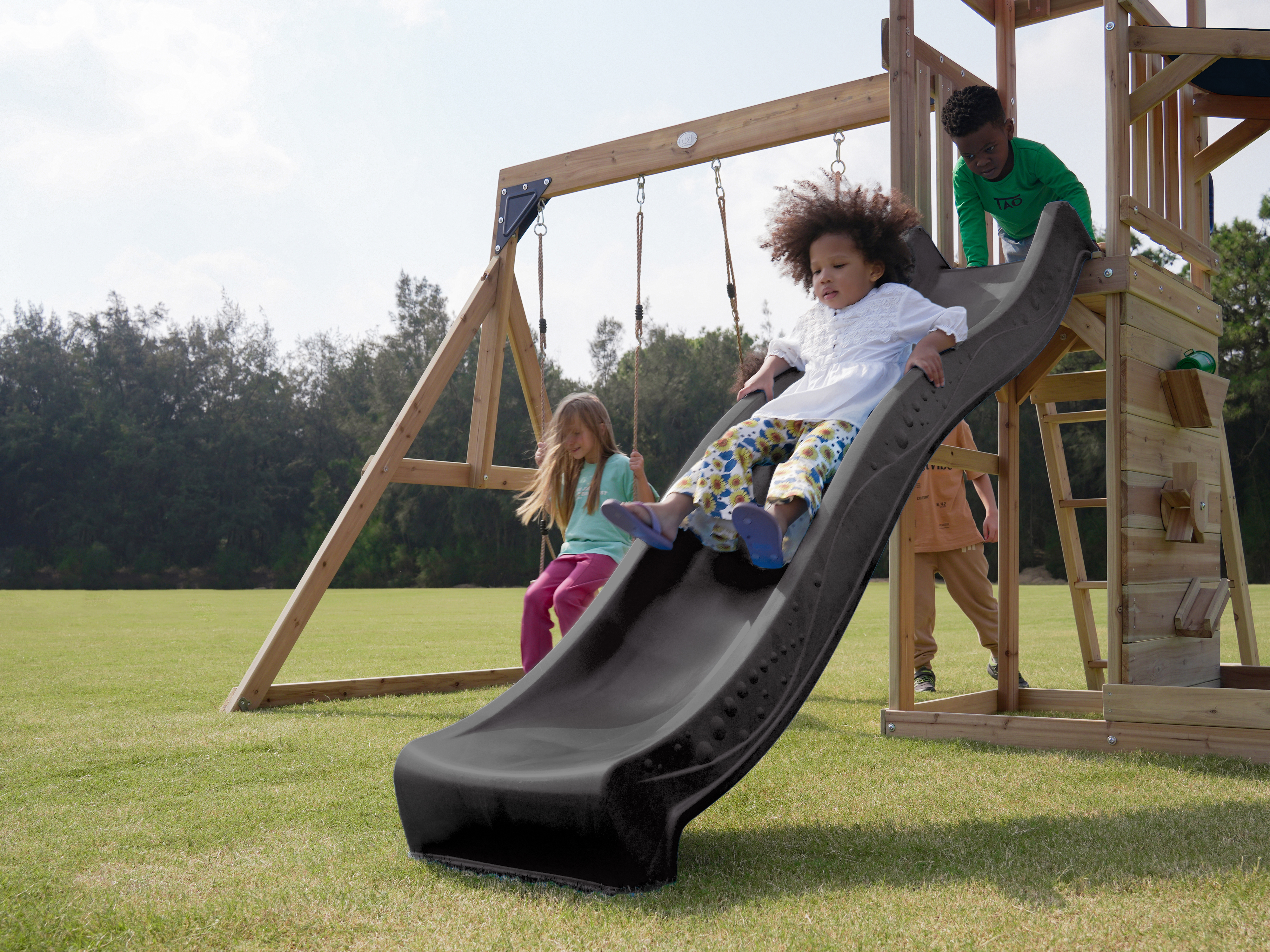 AXI Malik Play Set with Double Swing Brown - Grey Slide 