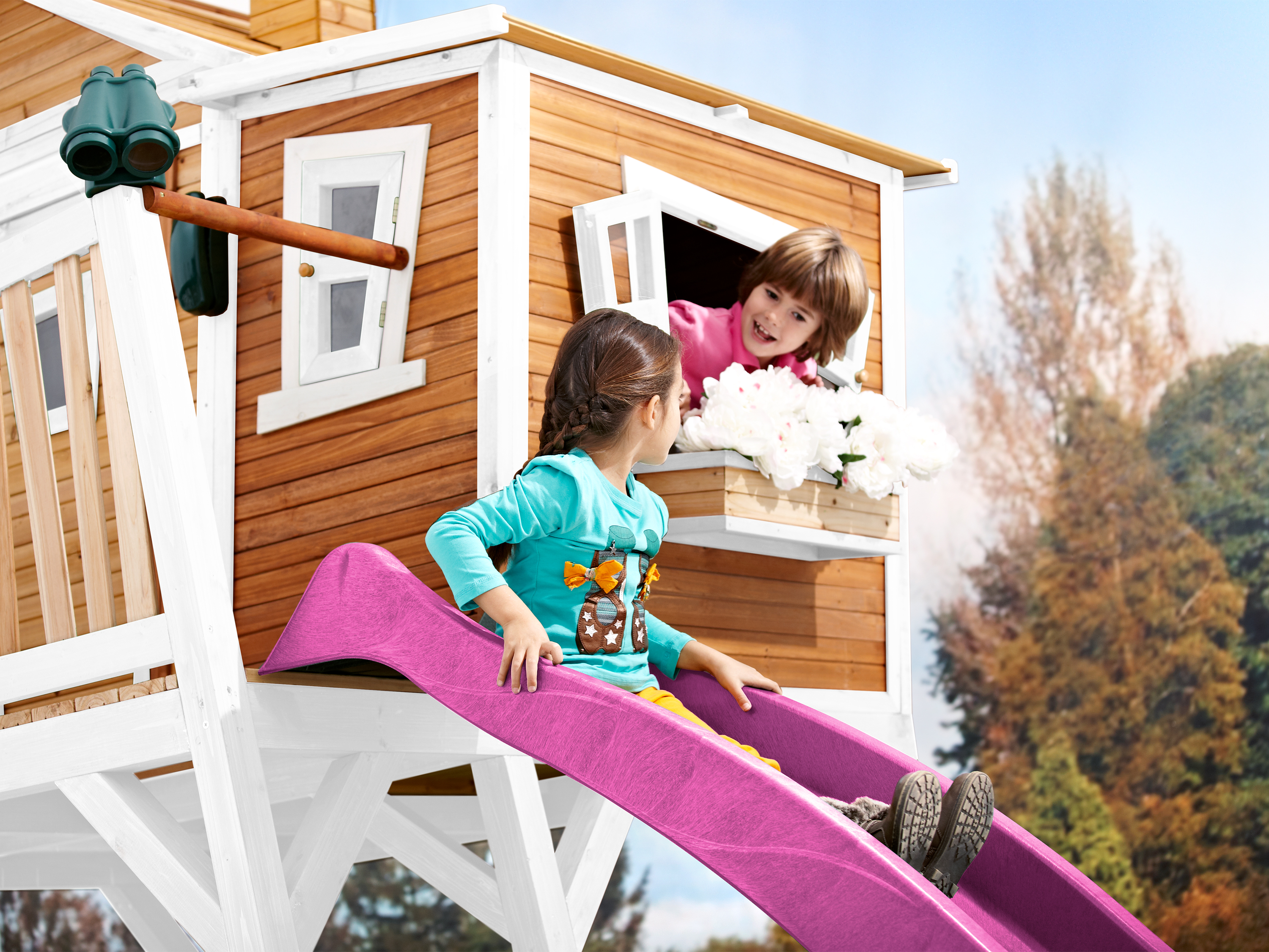AXI Max Playhouse Brown/White - Purple Slide