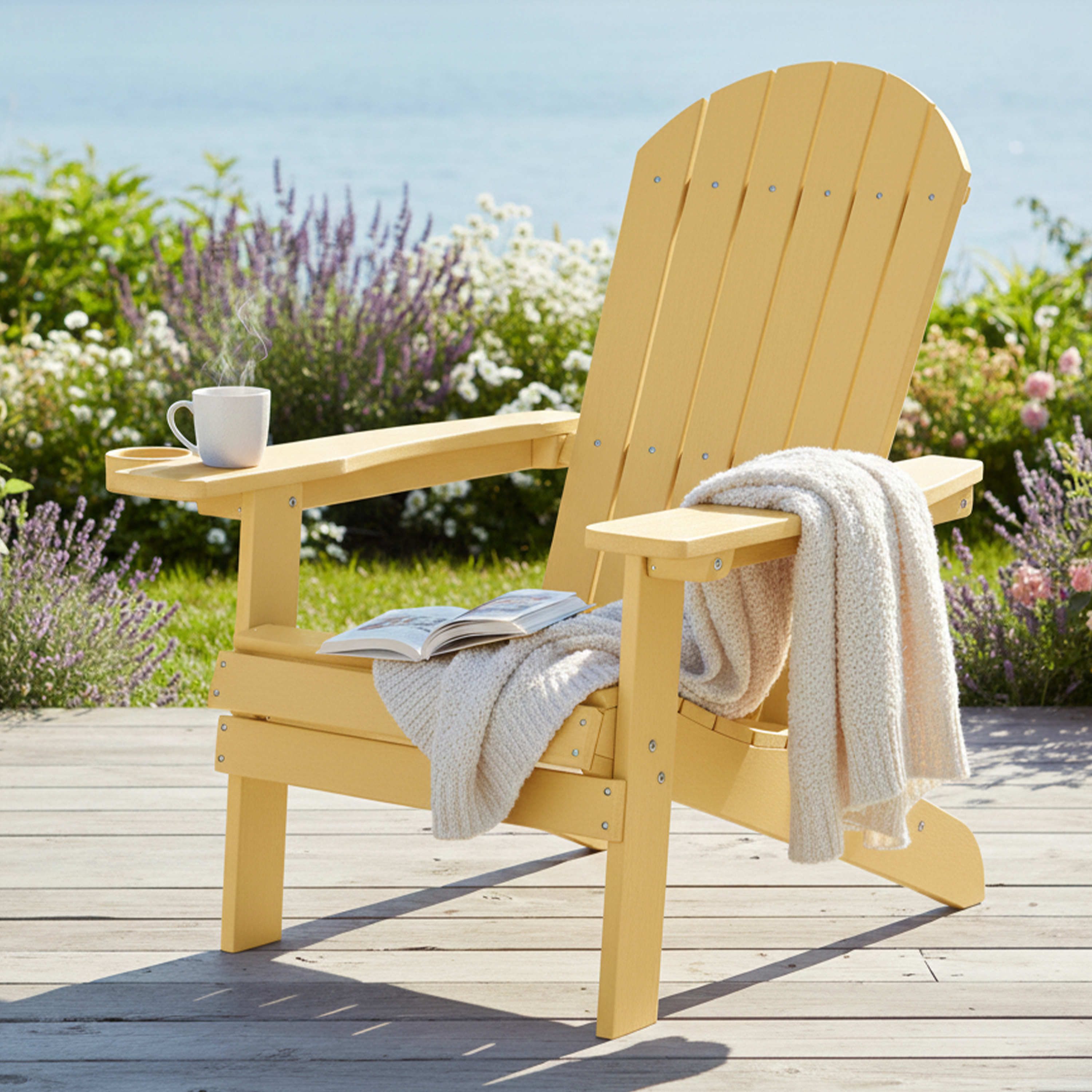AXI Claire Folding Adirondack Chair Plastic Yellow
