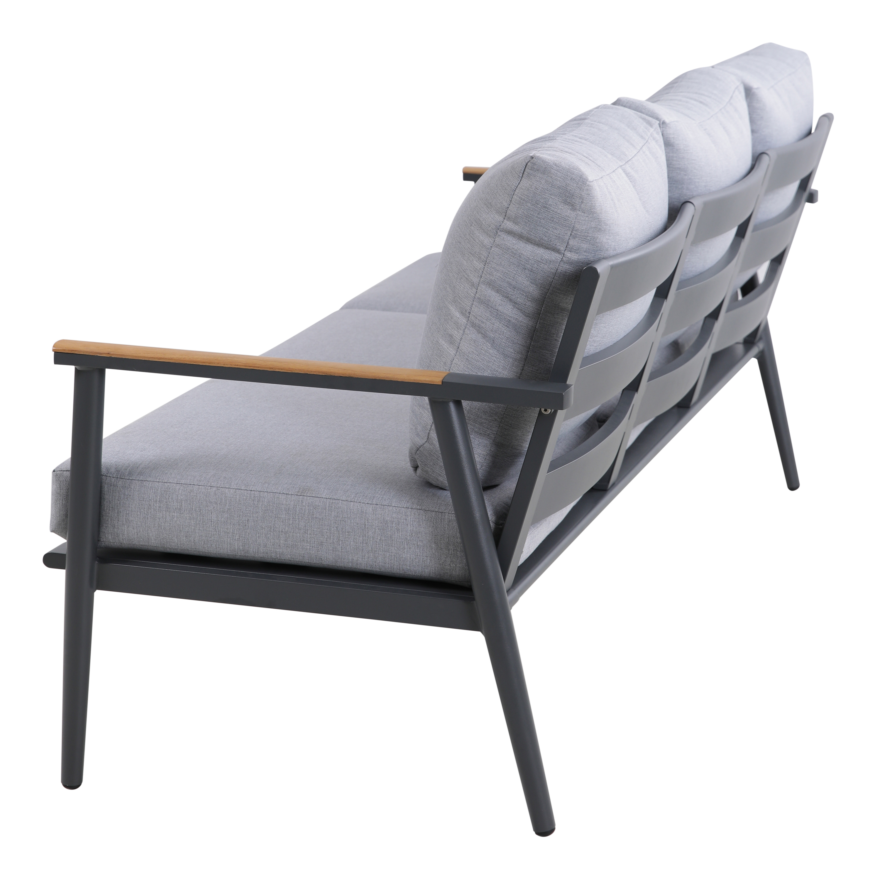 AXI Bibi lounge set 4-piece with bench. table and two chairs Anthracite/Teak-8720365062681 AXI Bibi lounge set 4-piece with bench. table and two chairs Anthracite/Teak