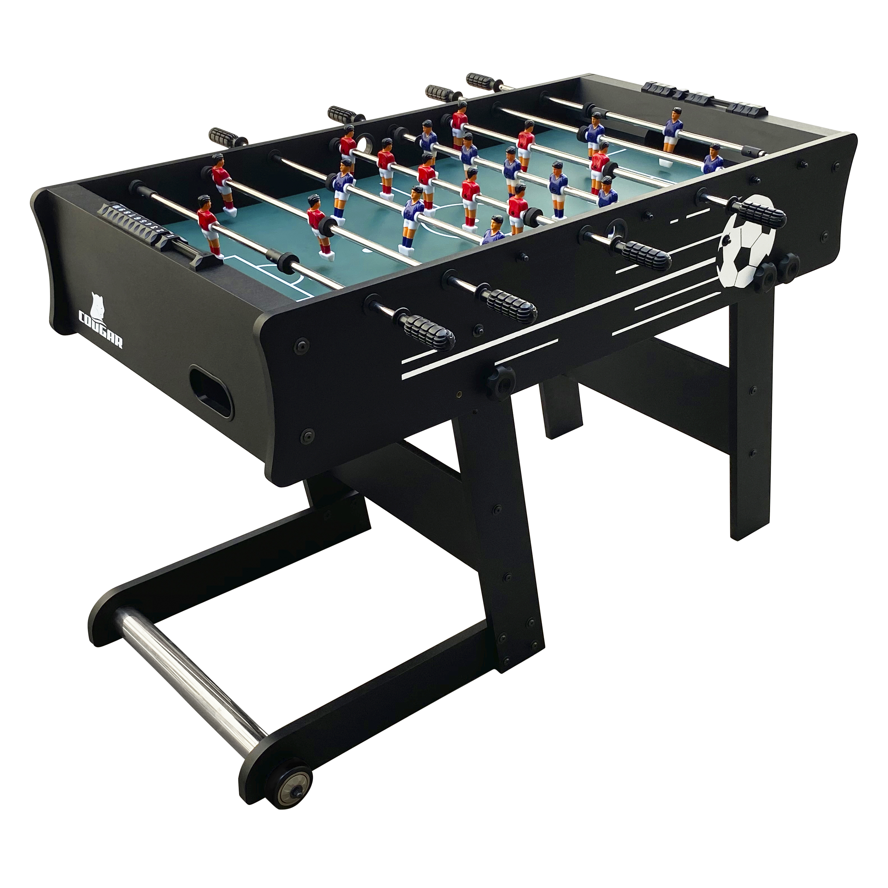 Cougar Scorpion Kick TS Folding Football Table - Black-8717973936046 Cougar Scorpion Kick TS Folding Football Table - Black