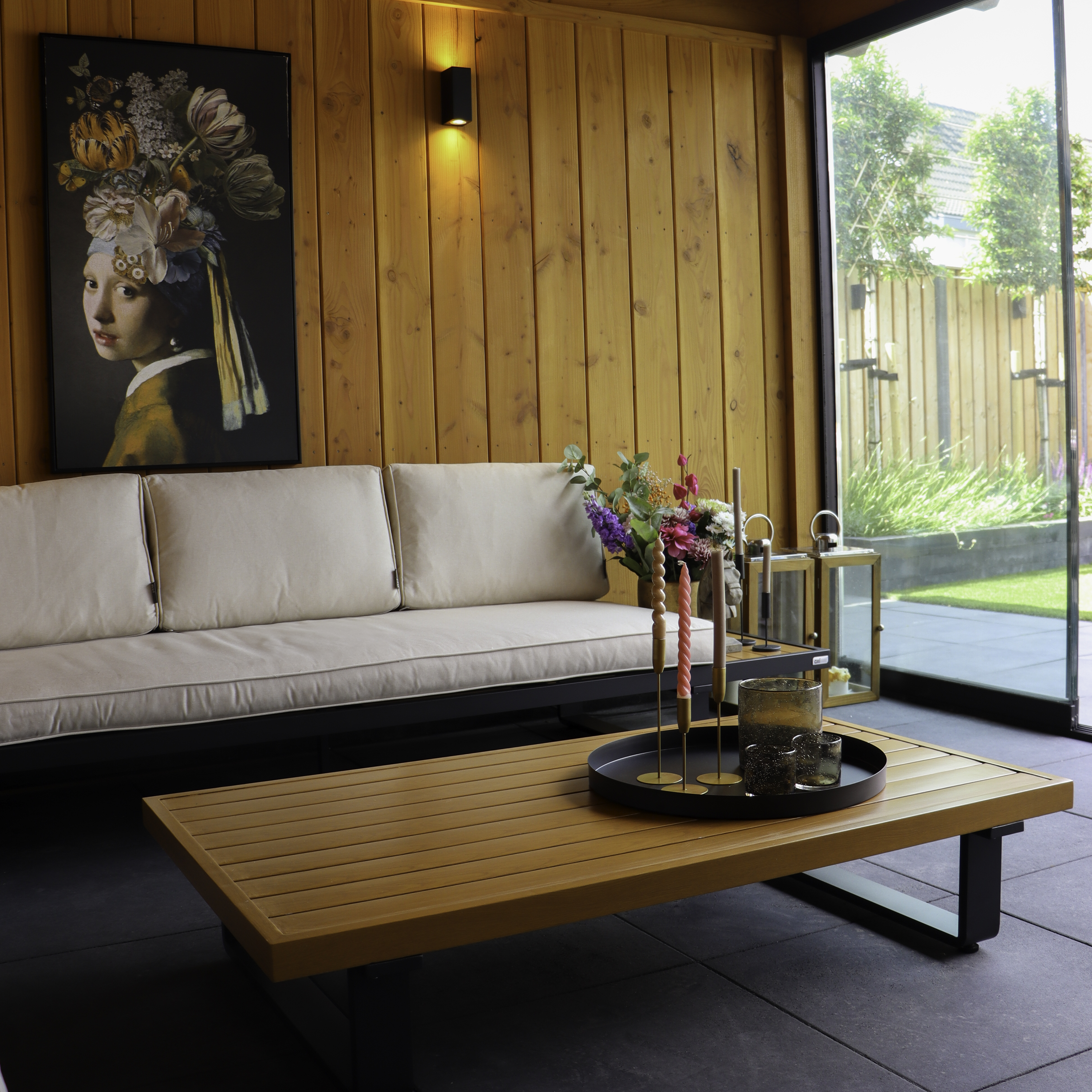 AXI Elin Lounge Set with Side Tables Anthracite with Wood-Look-8720365064128 AXI Elin Lounge Set with Side Tables Anthracite with Wood-Look