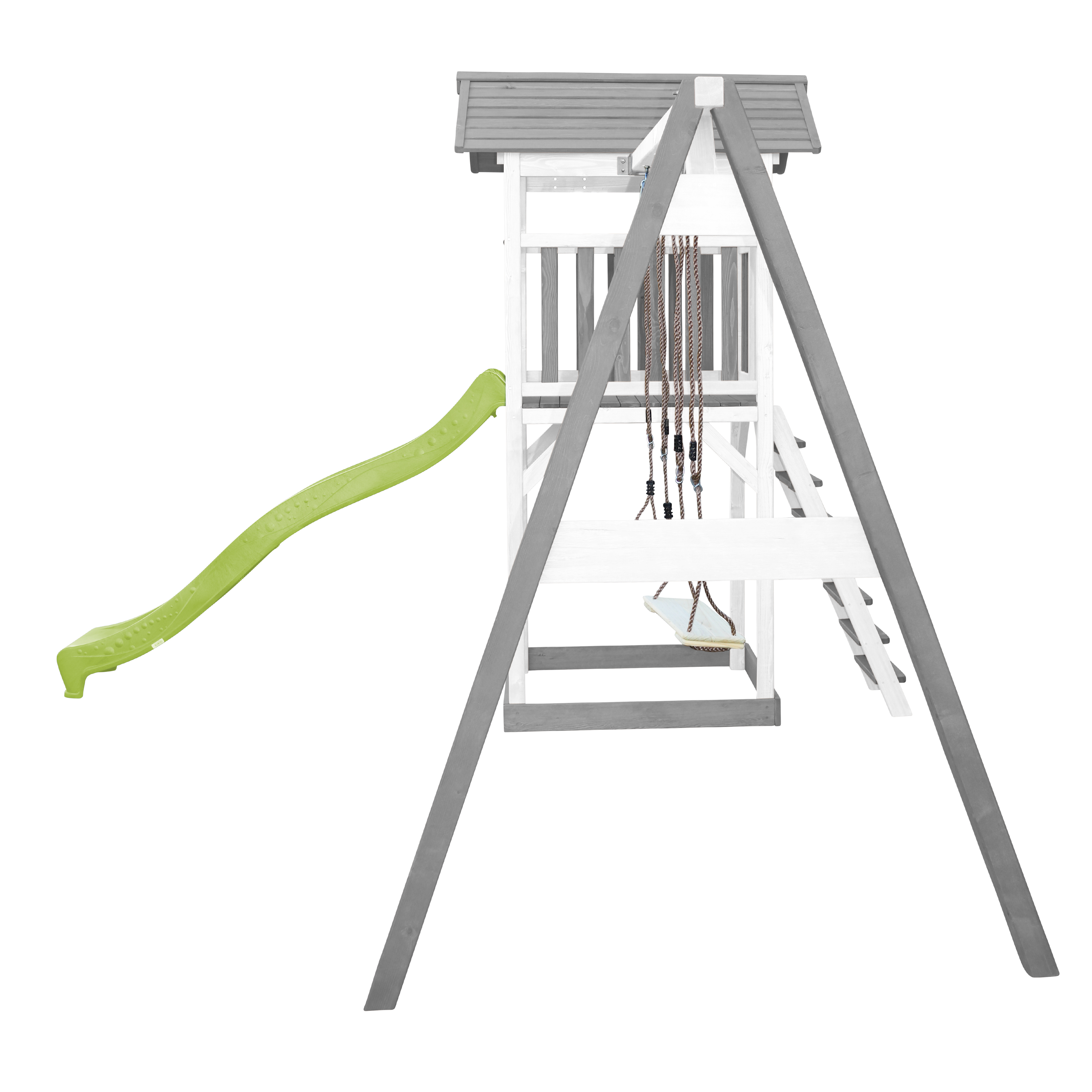 AXI Beach Tower with Double Swing Set GreyWhite - Lime Green Slide
