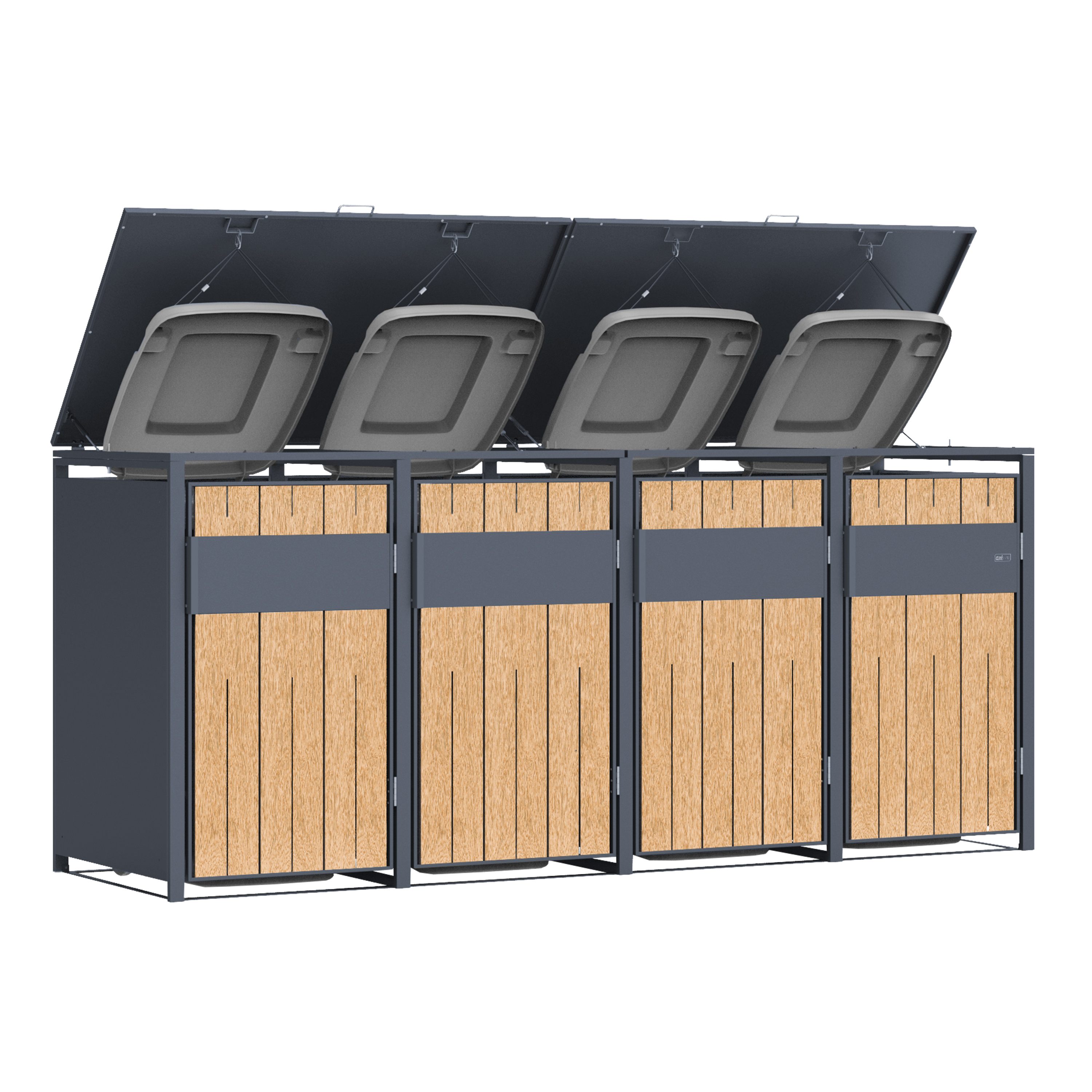 AXI Luke Metal Garbage Bin Shed - 4 Garbage Bins-8720365067921 AXI Luke Metal Garbage Bin Shed - 4 Garbage Bins