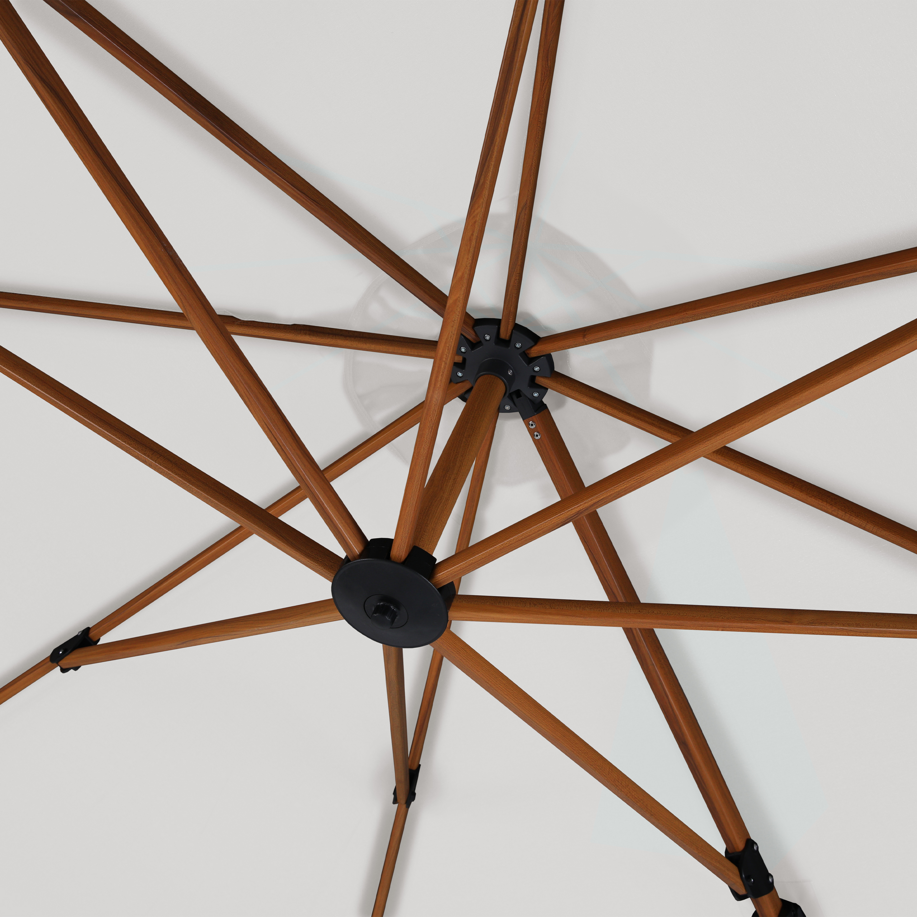 AXI Marisol Cantilever Parasol Ø 300cm Round - Wood-look/Beige-8720365063459 AXI Marisol Cantilever Parasol Ø 300cm Round - Wood-look/Beige