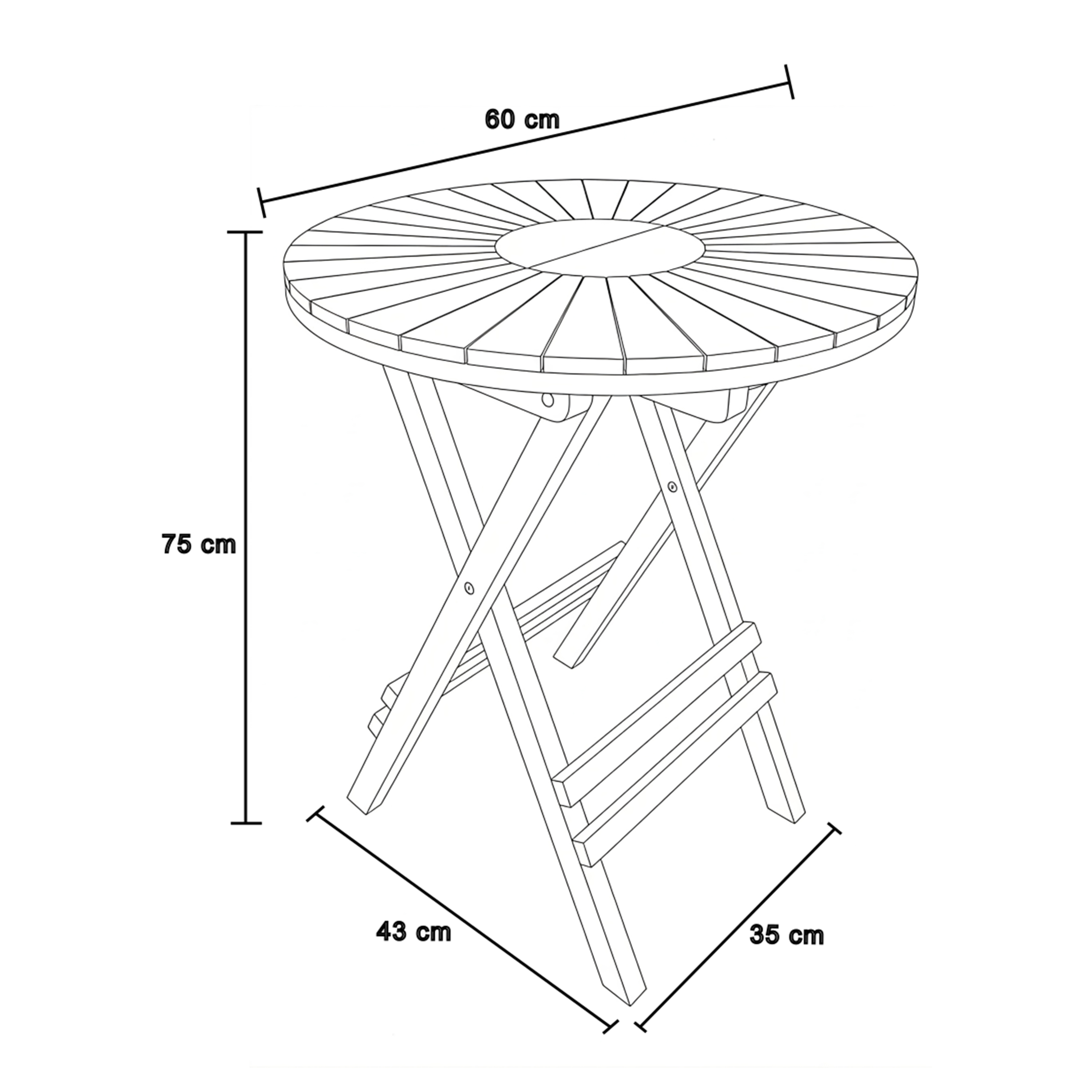 AXI Gia Teak Round Garden Table Foldable Ø 60 cm