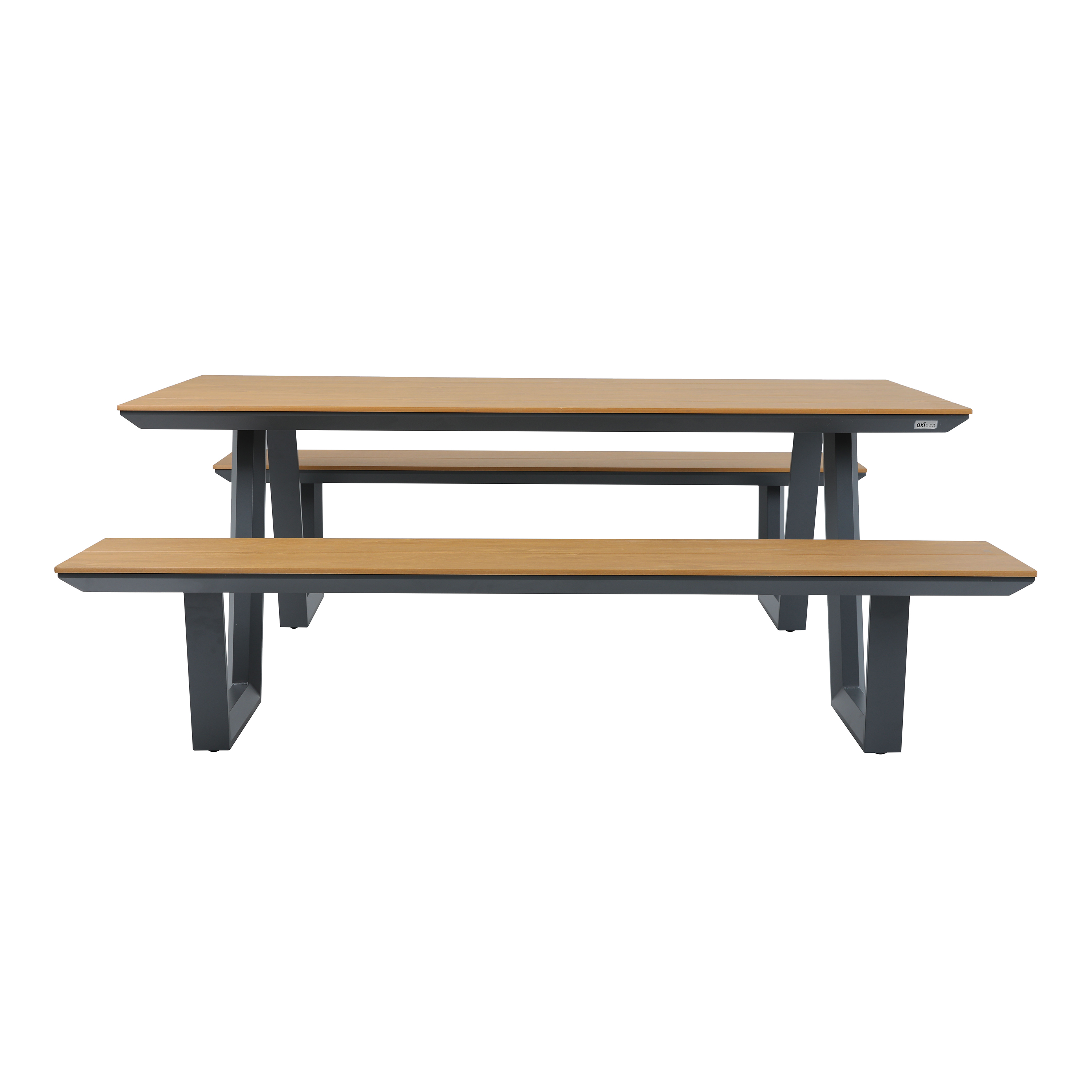 AXI Nori Picnic Table with 2 Benches Anthracite/Teak-look Polywood