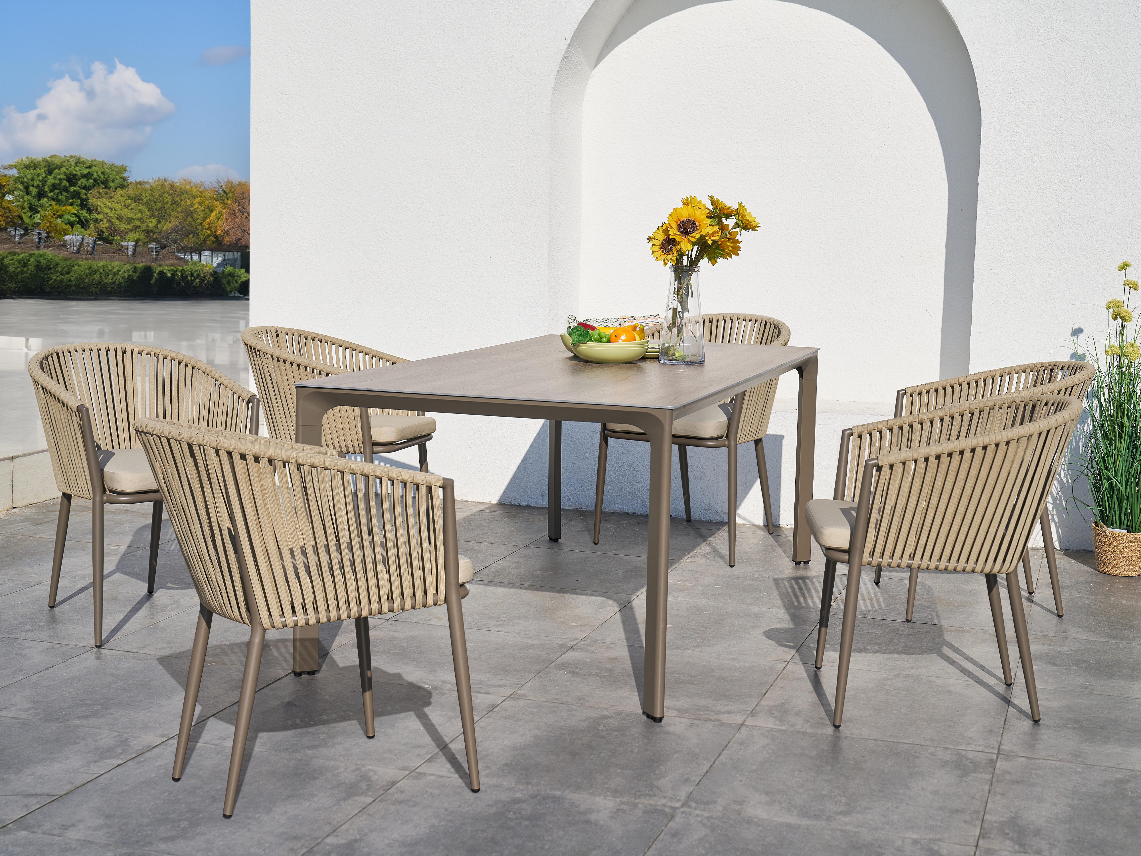 AXI Resi Tuinset met 6 stoelen Taupe met Hout-look PSPC-8720365062643 AXI Resi Tuinset met 6 stoelen Taupe met Hout-look PSPC