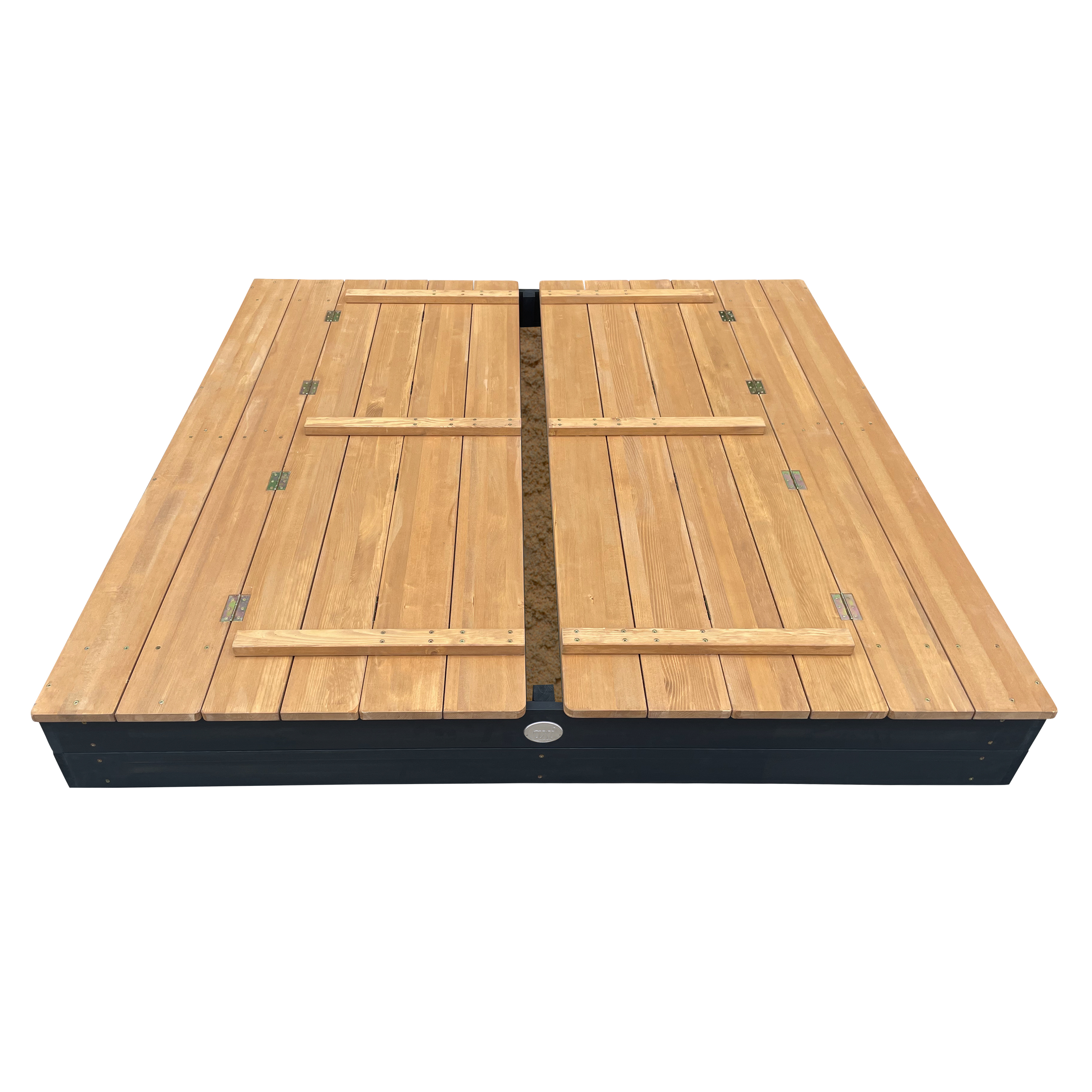 AXI Ella XXL Sandbox 150 x 150 x 20 cm with benches - Anthracite/Brown