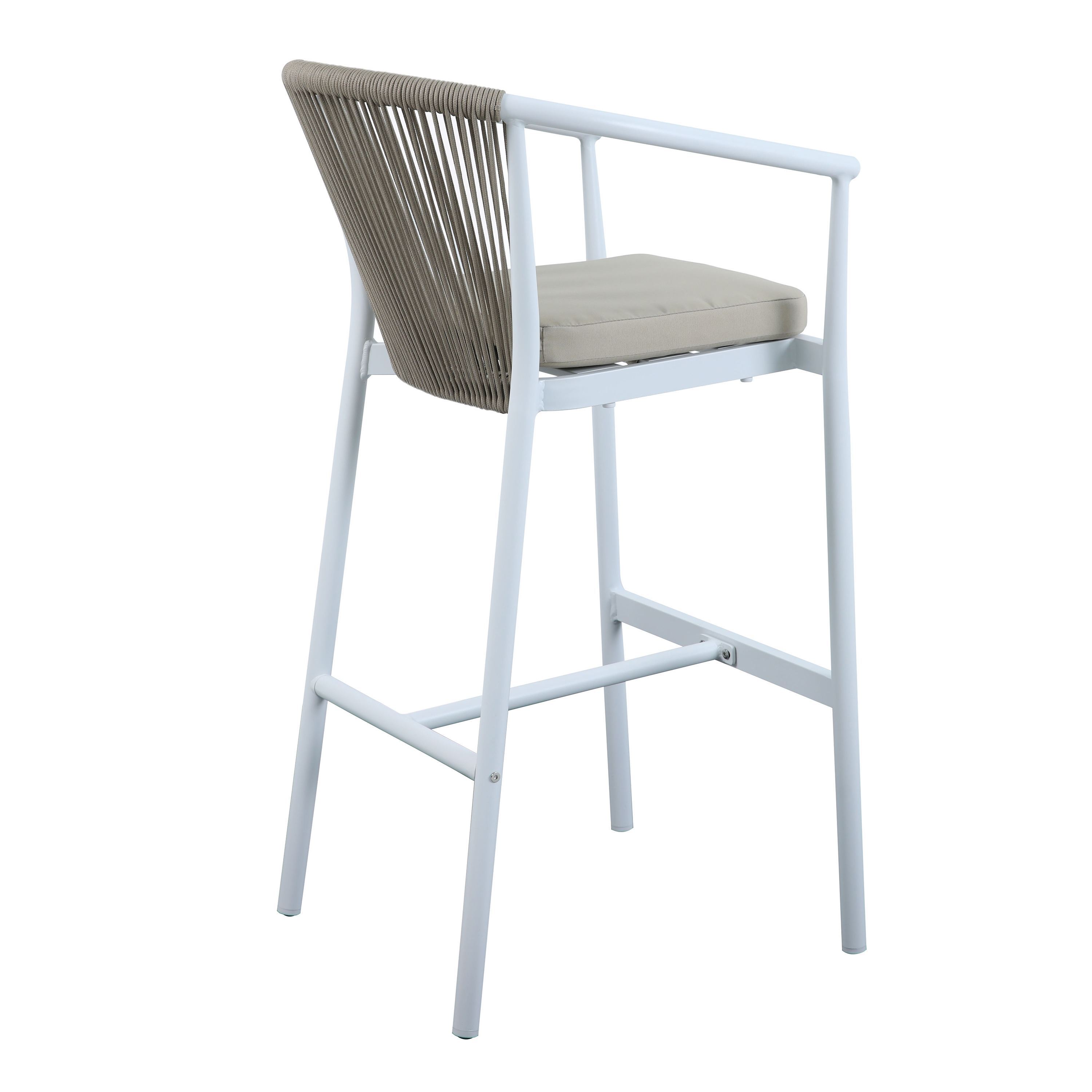 AXI Ravi Bar set with 4 bar stools White with Teak-look Polywood-8720365062605 AXI Ravi Bar set with 4 bar stools White with Teak-look Polywood