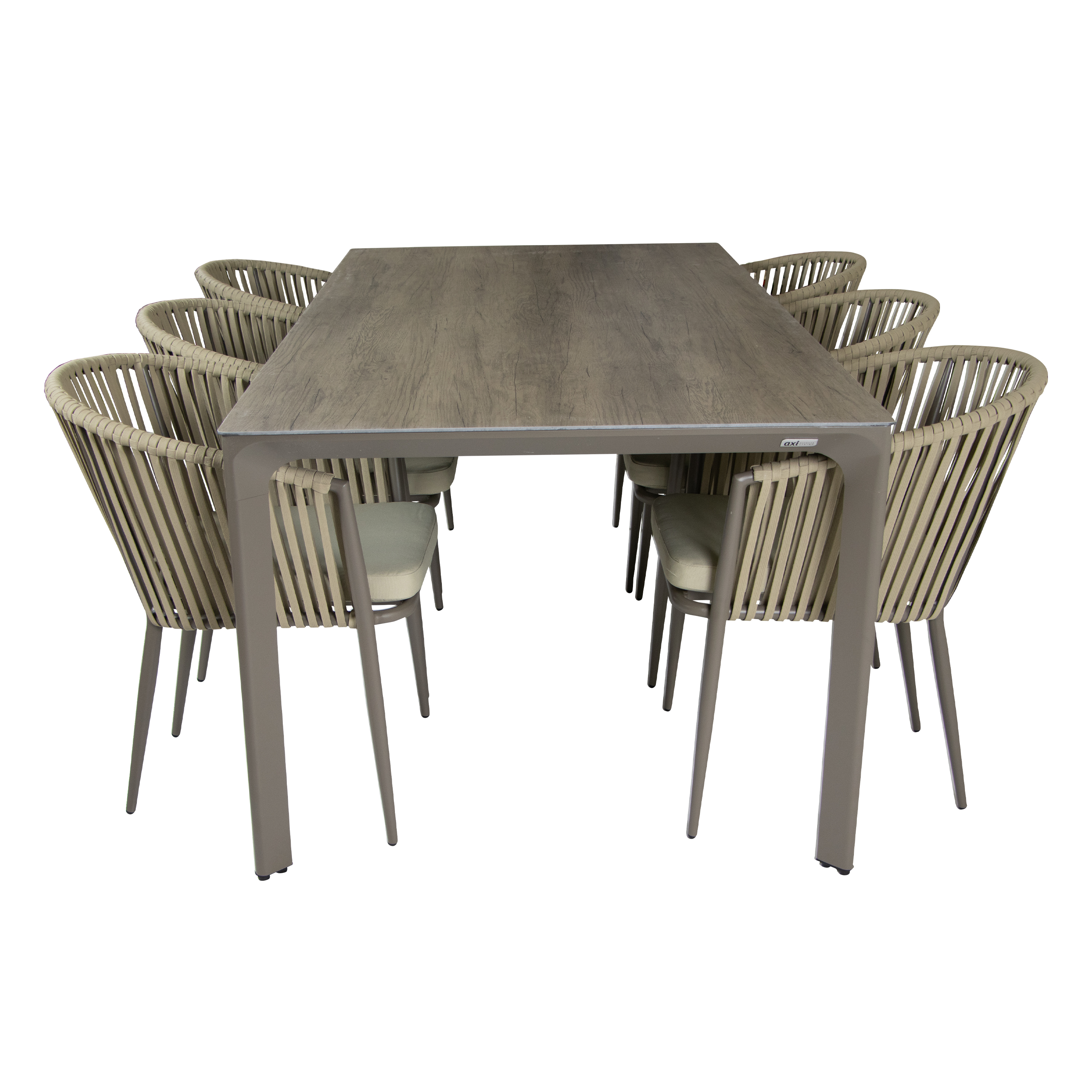 AXI Resi Tuinset met 6 stoelen Taupe met Hout-look PSPC-8720365062643 AXI Resi Tuinset met 6 stoelen Taupe met Hout-look PSPC