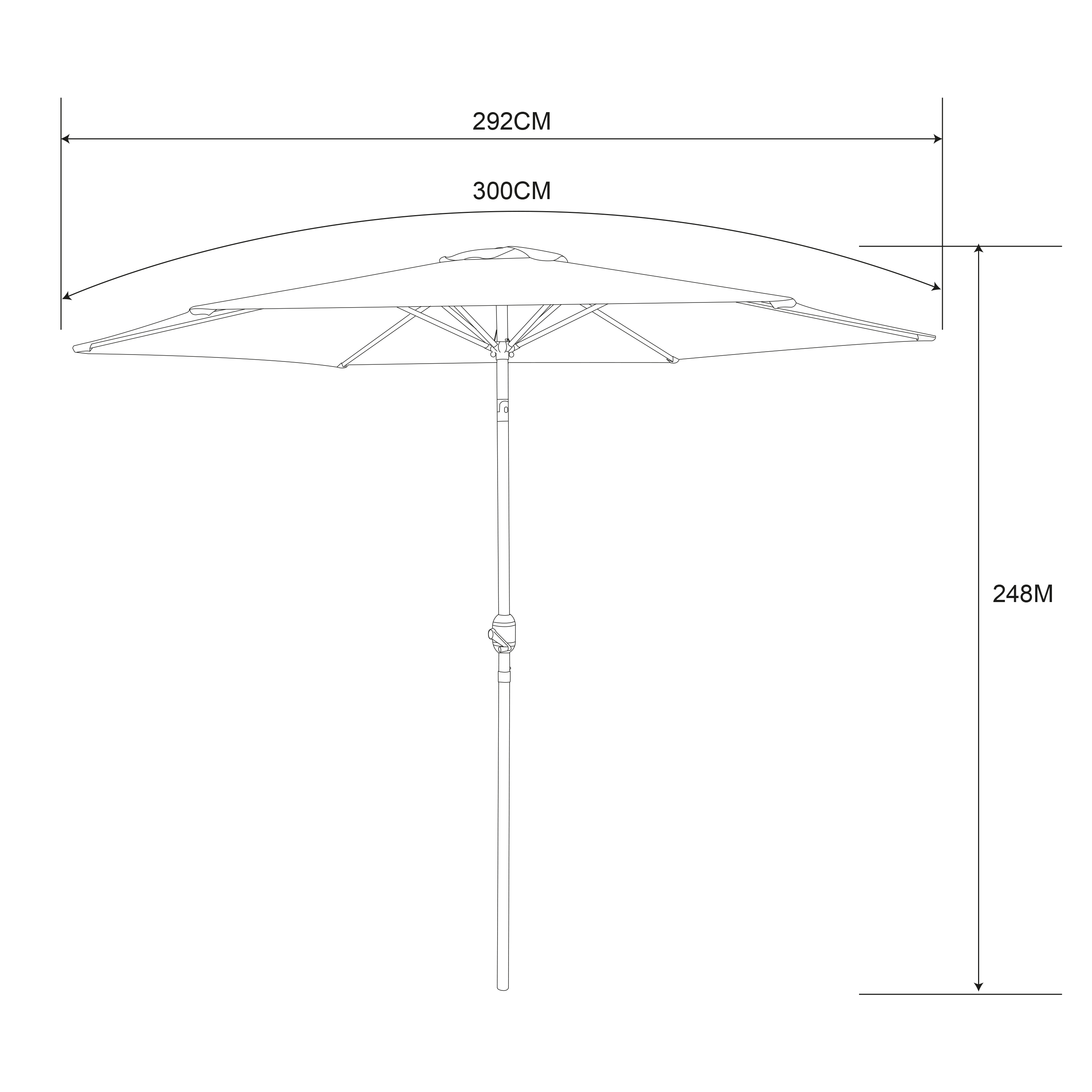 AXI Noor Centre Pole Parasol Ø 300cm incl. parasol base Oak-look/Terracotta
