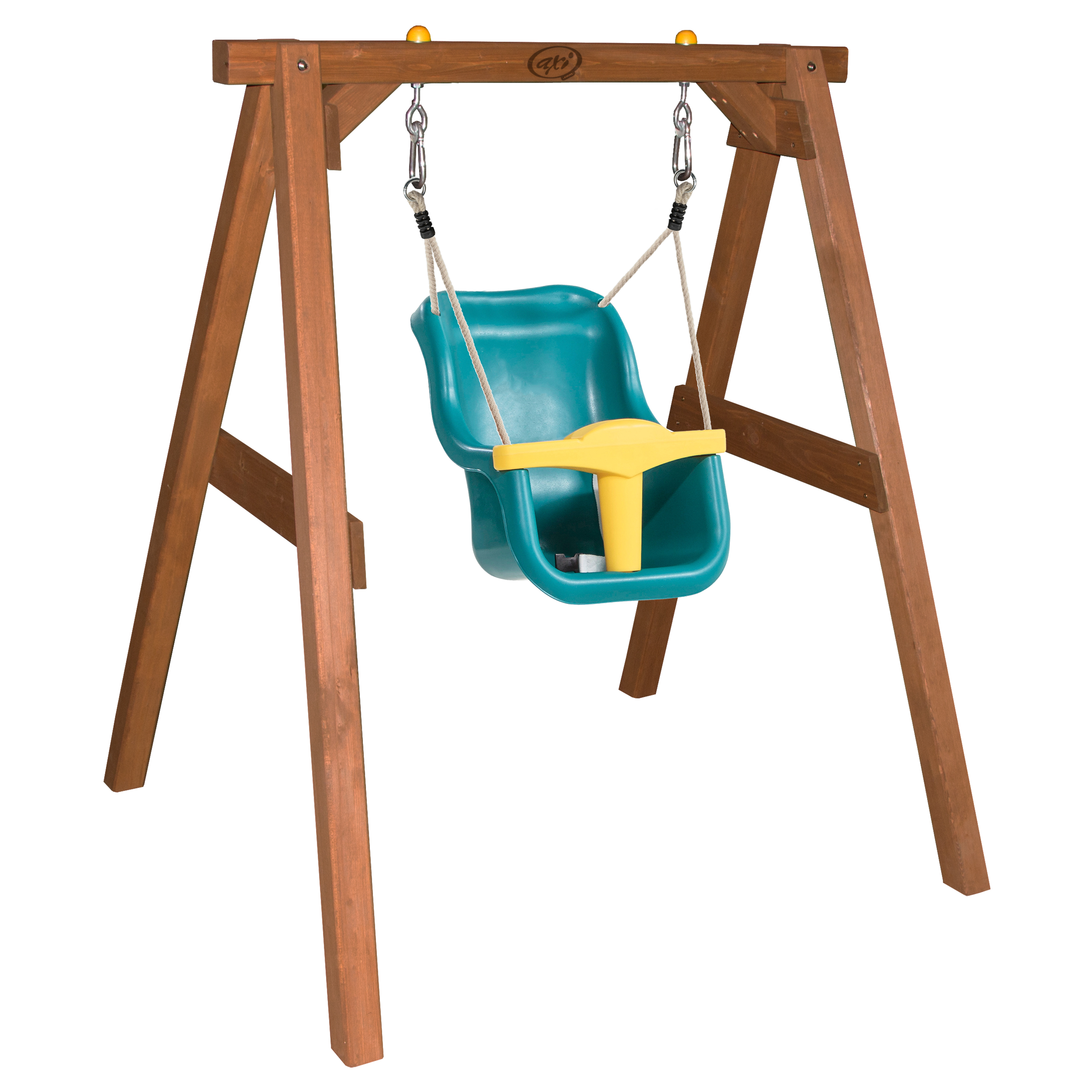 AXI Baby Swing Brown with seat Turquoise/Yellow
