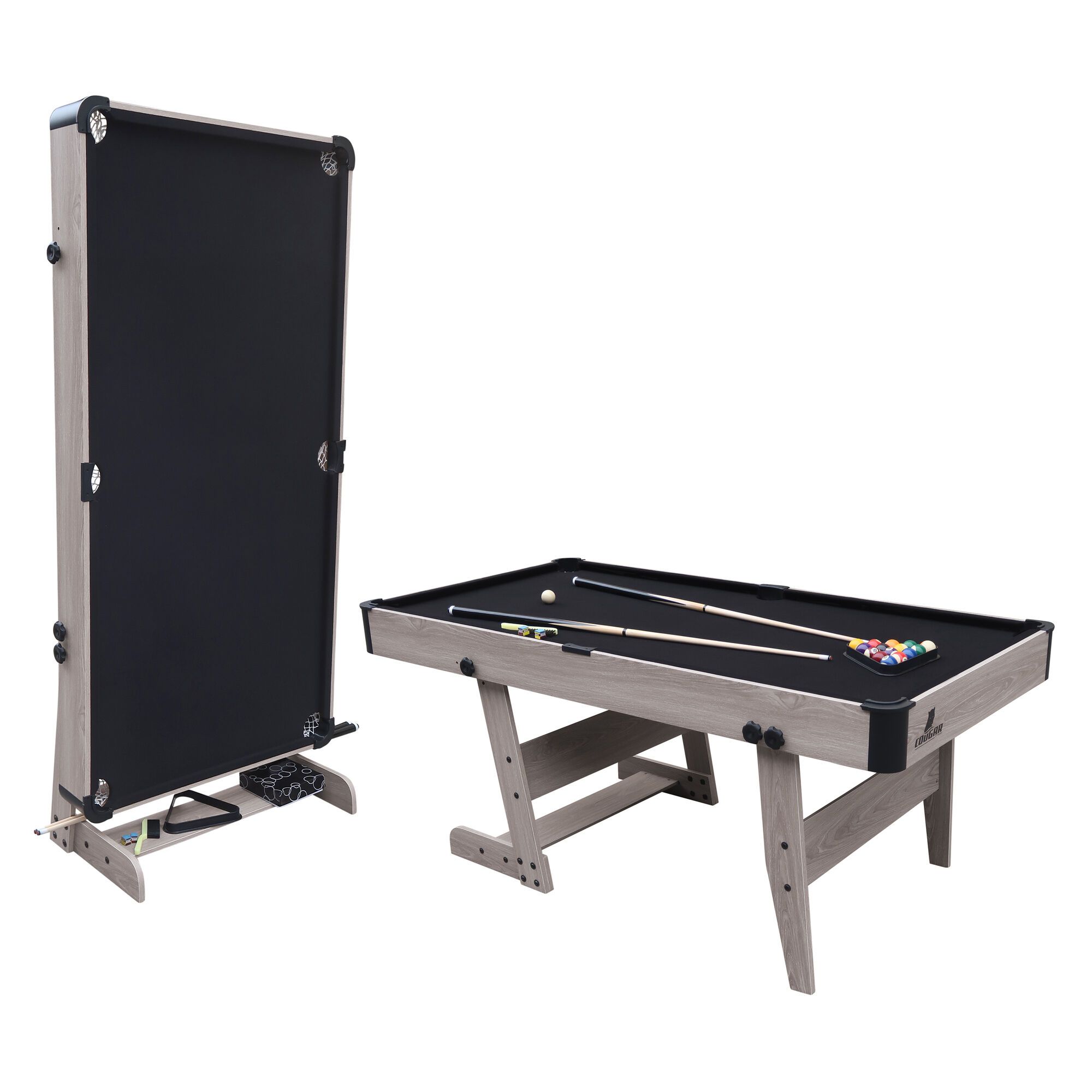 Cougar Hustle XL opklapbare Pooltafel Eiken/zwart