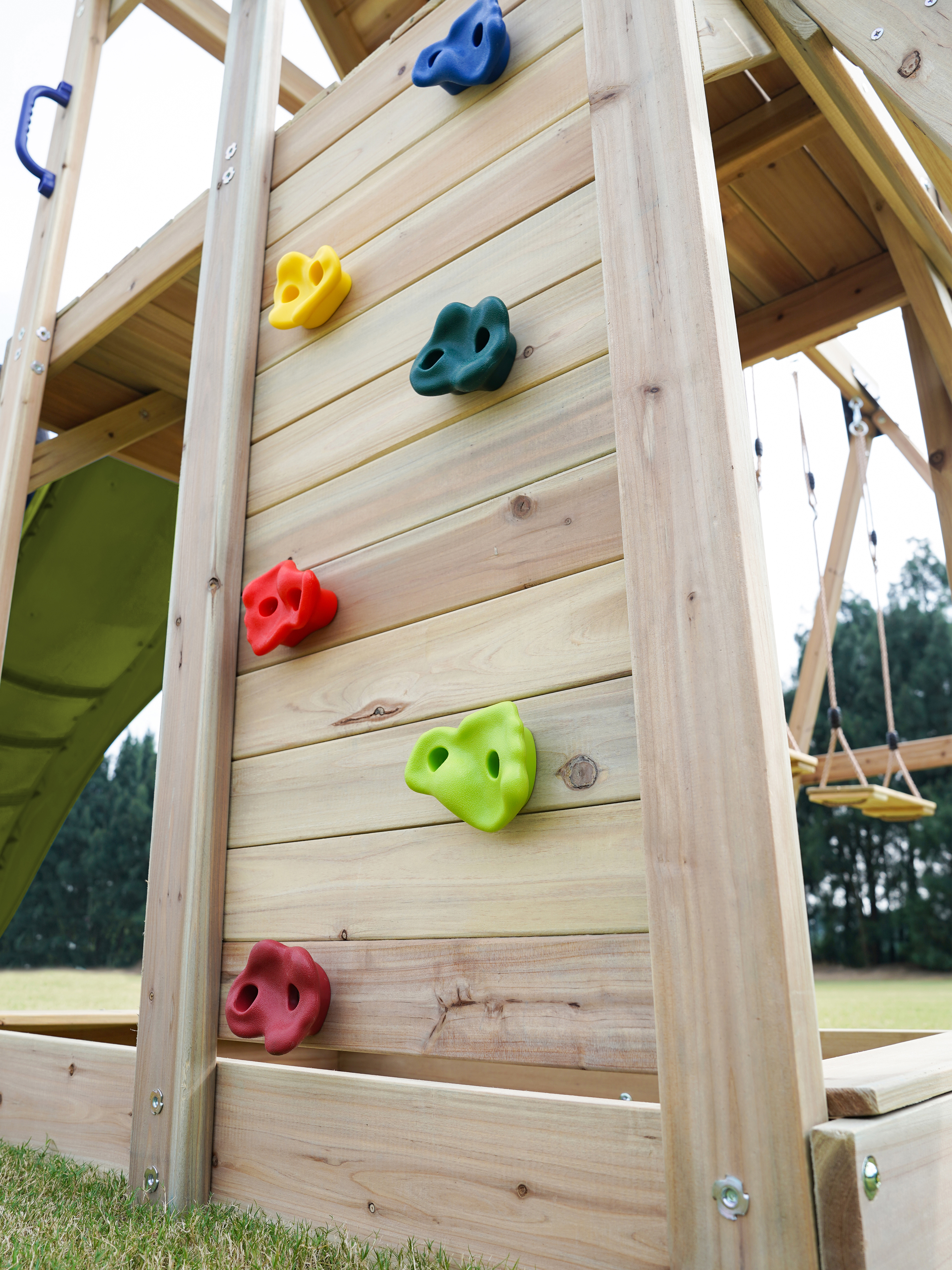 AXI Moos Climbing Frame with Double Swing Set - Lime Green Slide