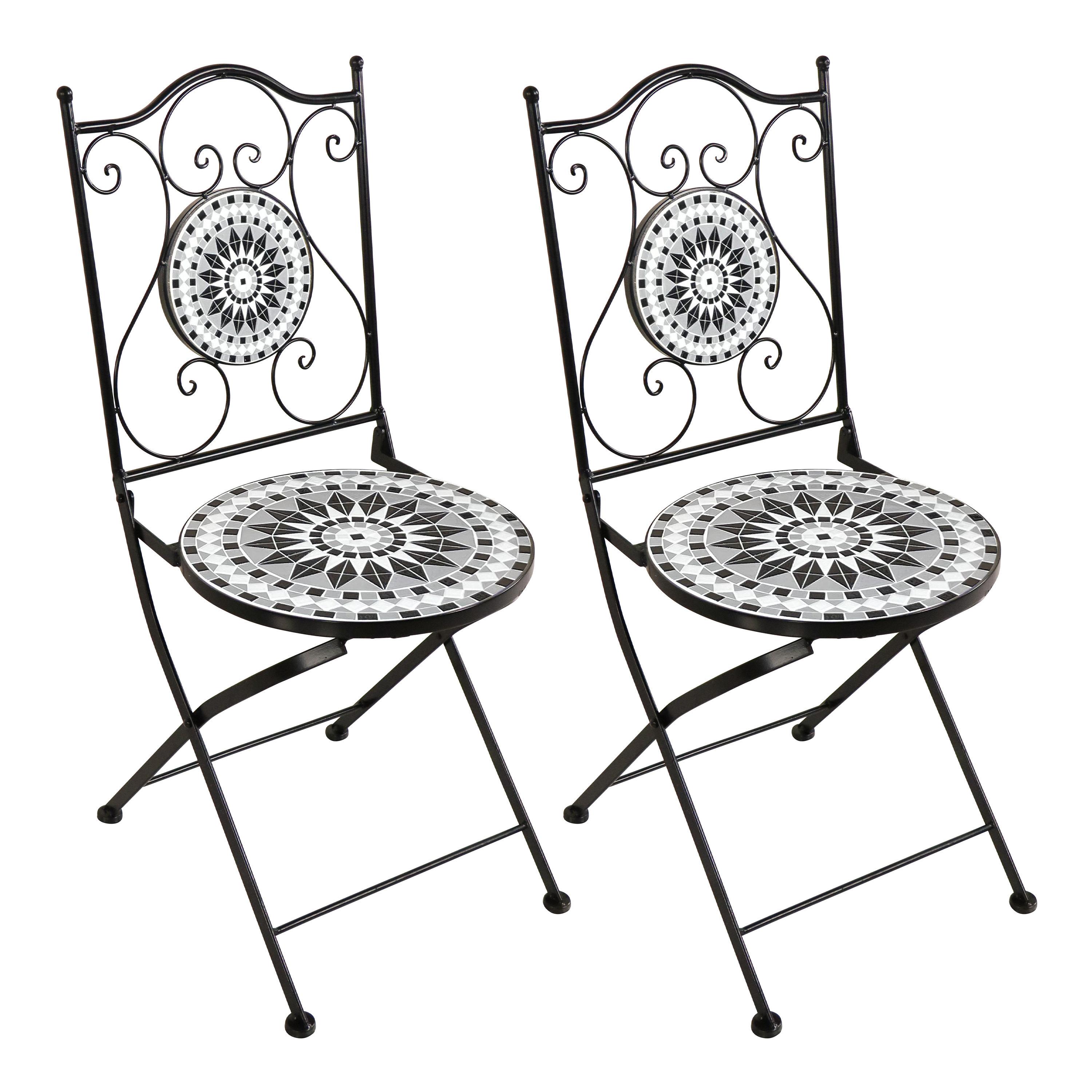 AXI Amélie Bistro Chairs Foldable Black/White – Set 2 pieces