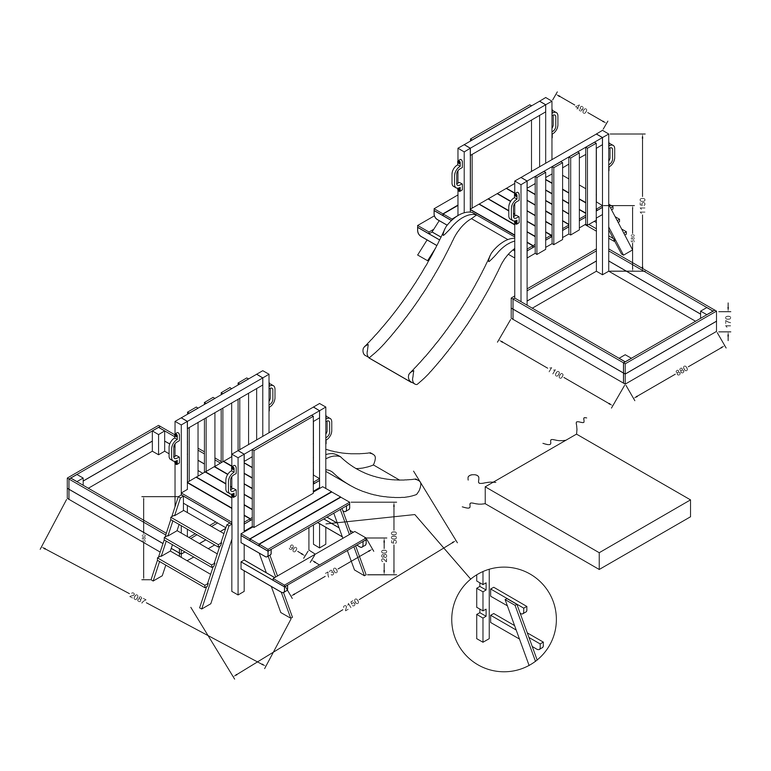 AXI Leah Mini Wooden Playtower with Sandbox. Picnic Table & Chalkboard –  Grey Slide