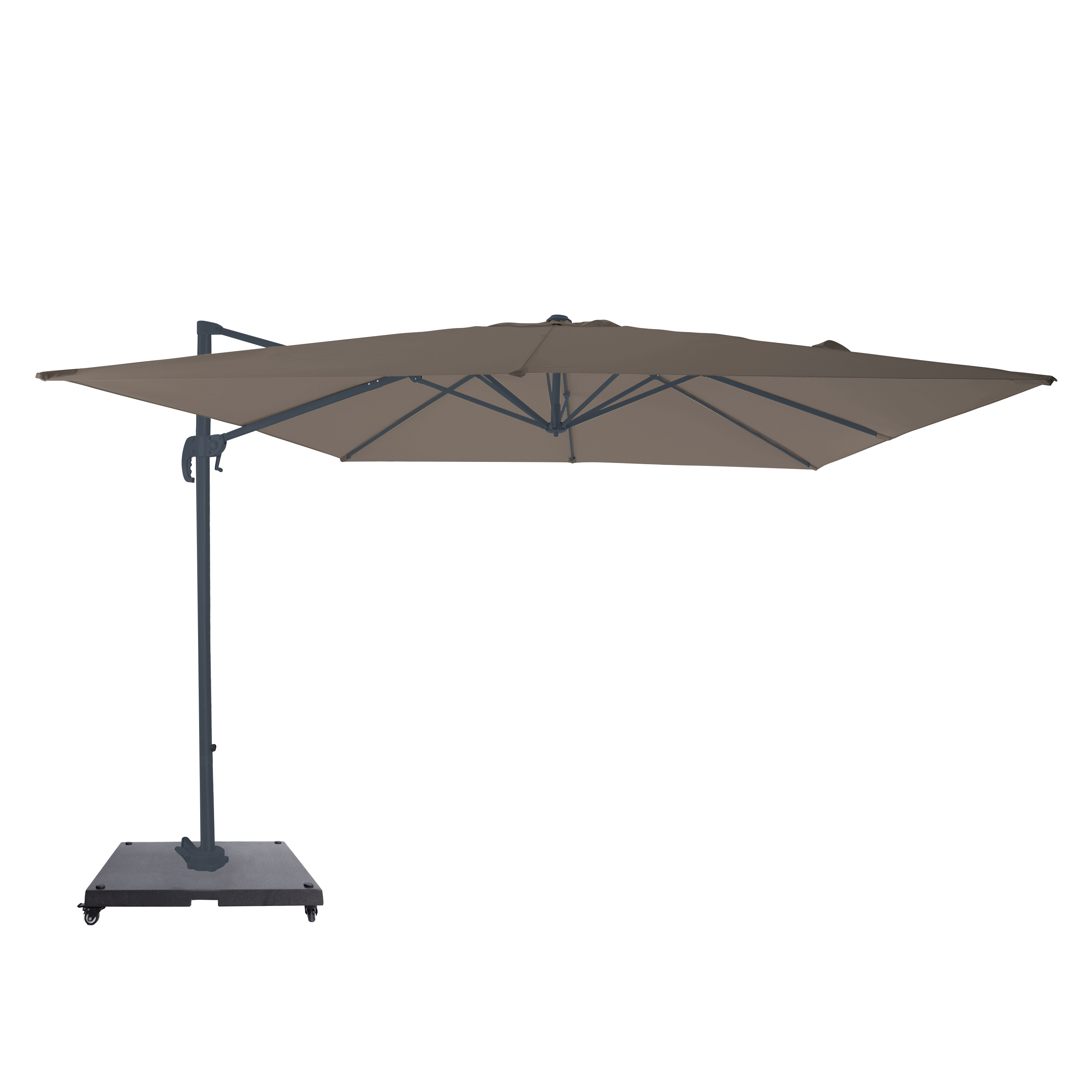 AXI Nima Cantilever Parasol 300x300 cm incl. Parasol Base with Wheels Anthracite/Taupe – Complete Set