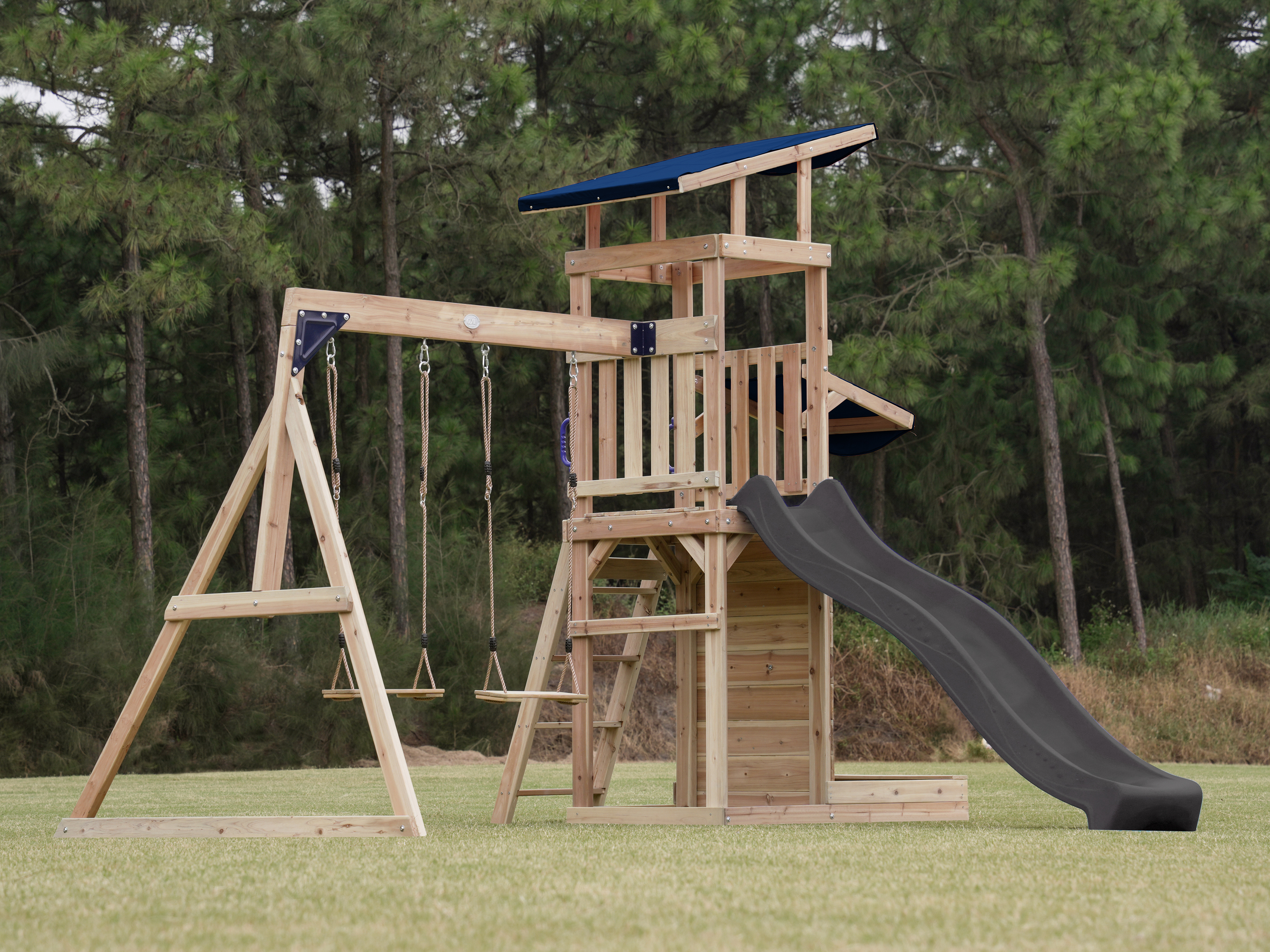 AXI Malik Play Set with Double Swing Brown - Grey Slide 