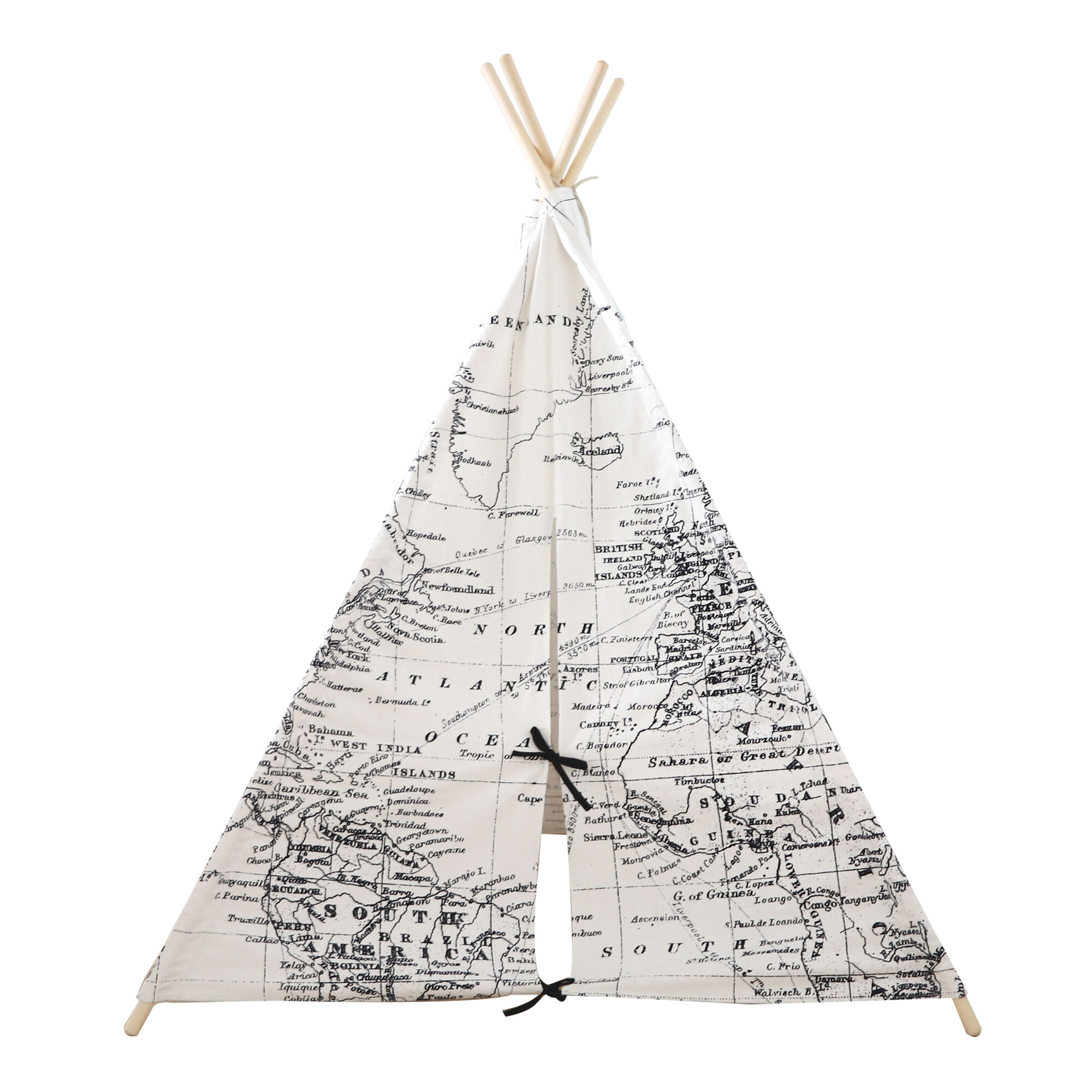 Sunny World Map Teepee Tent Black/white