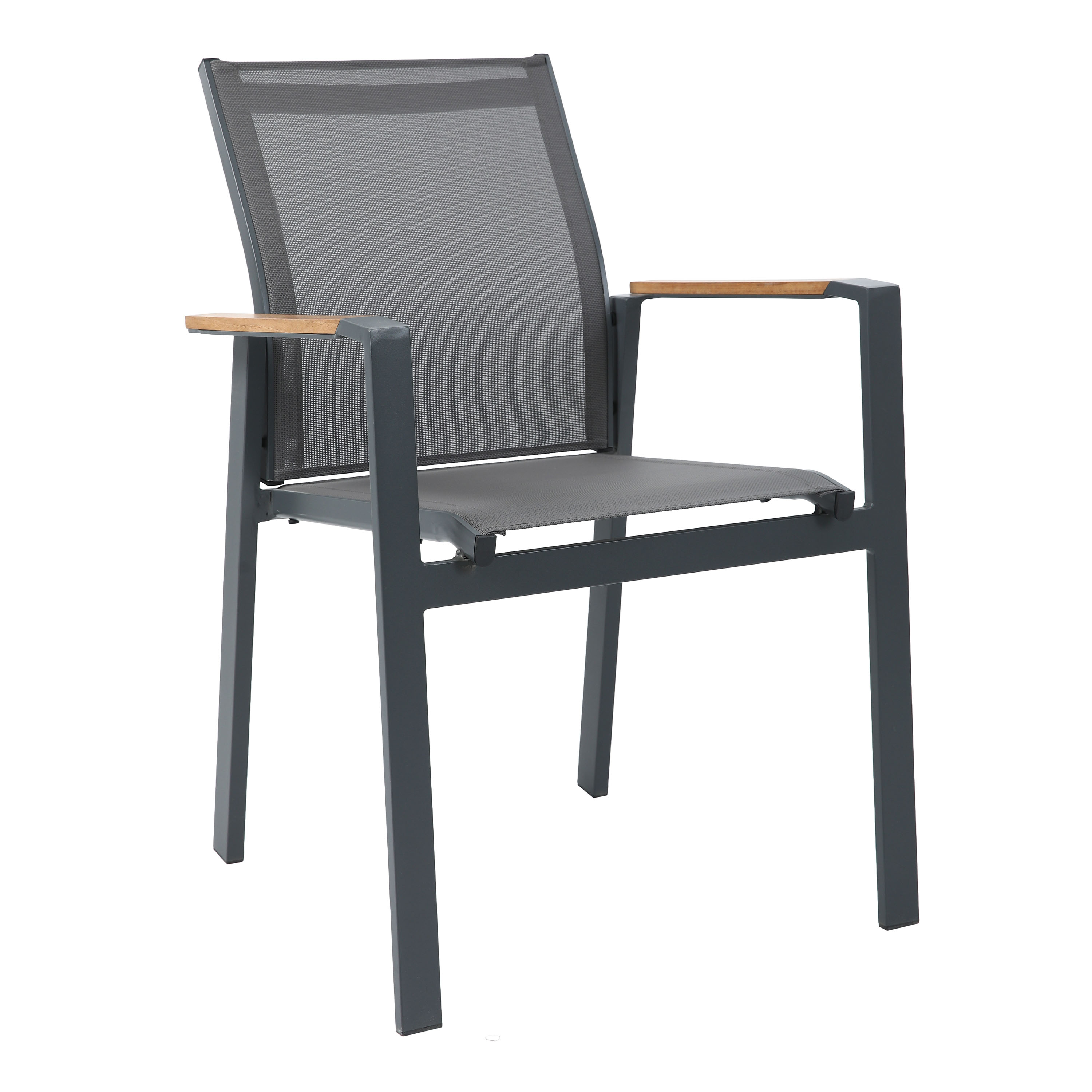 AXI Alva Aluminium Chairs Anthracite/Teak – Set 2 pieces