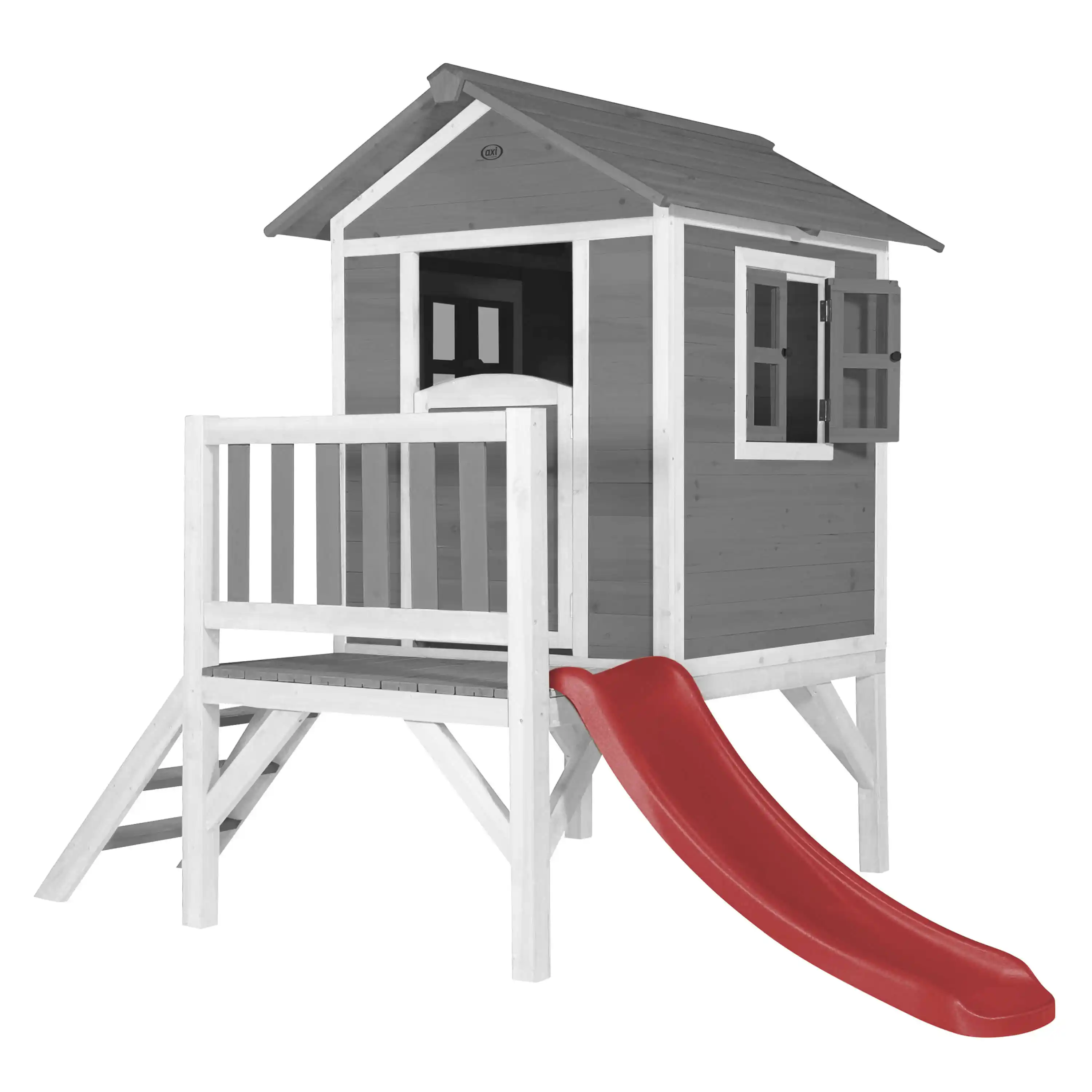 AXI Lodge XL Speelhuis Cool Grijs - Rode Glijbaan