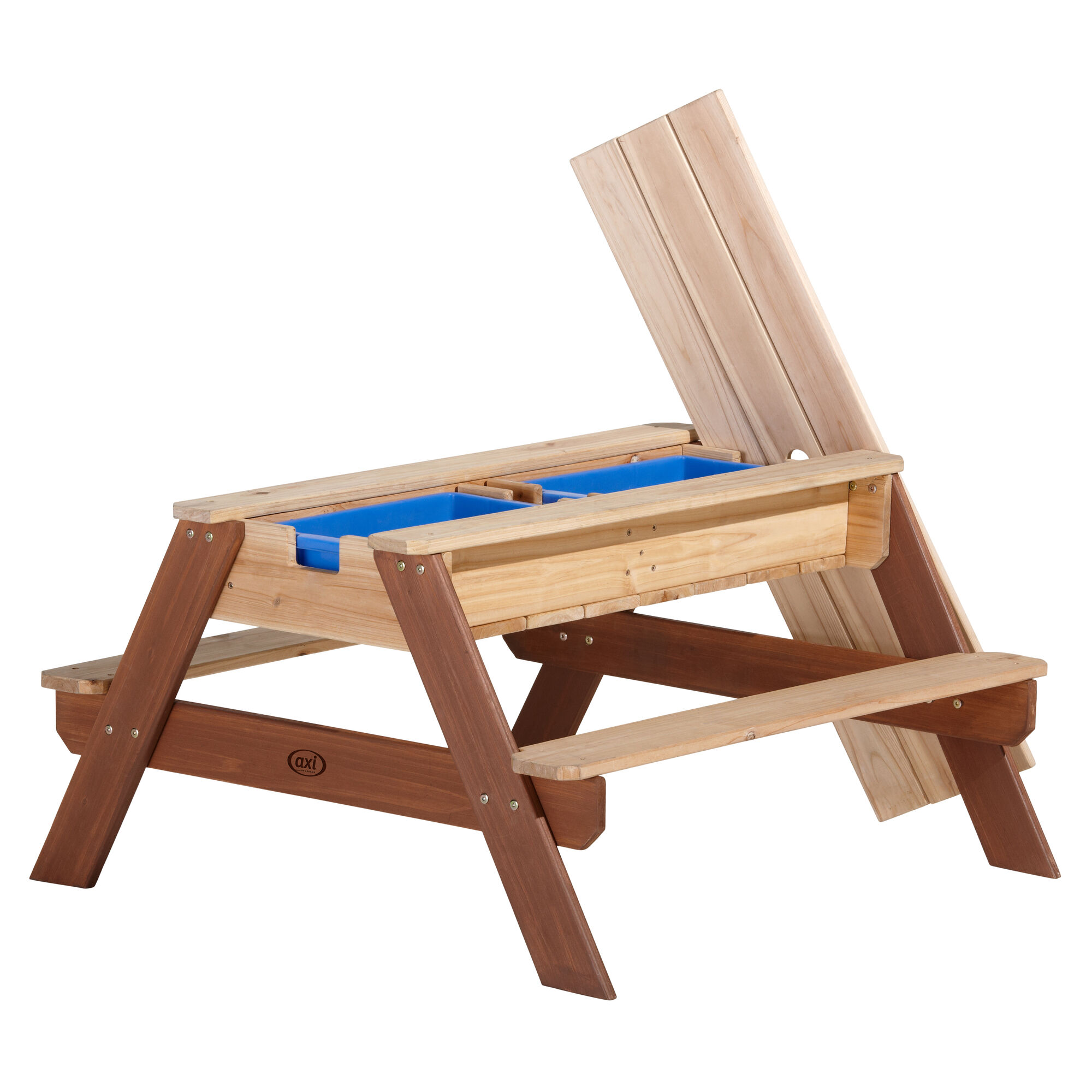AXI Nick Zand & Water Picknicktafel Bruin - Parasol Groen/wit