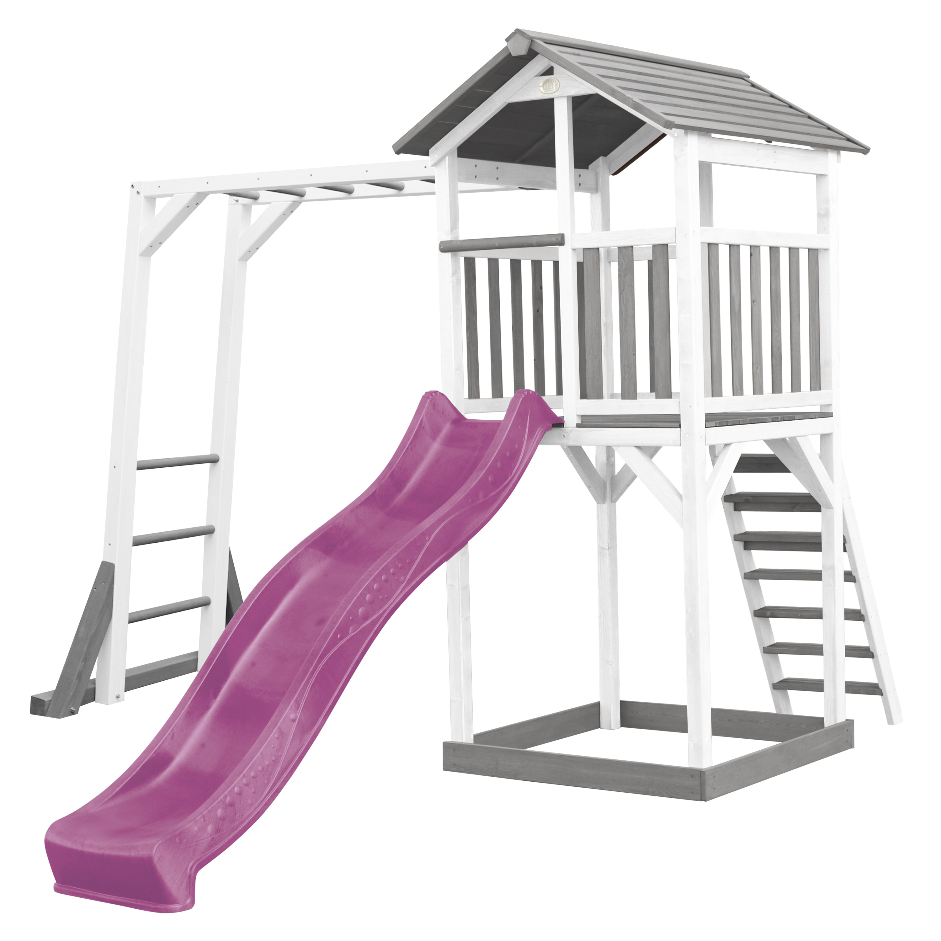 AXI Beach Tower with Climbing Frame Grey/White - Purple Slide