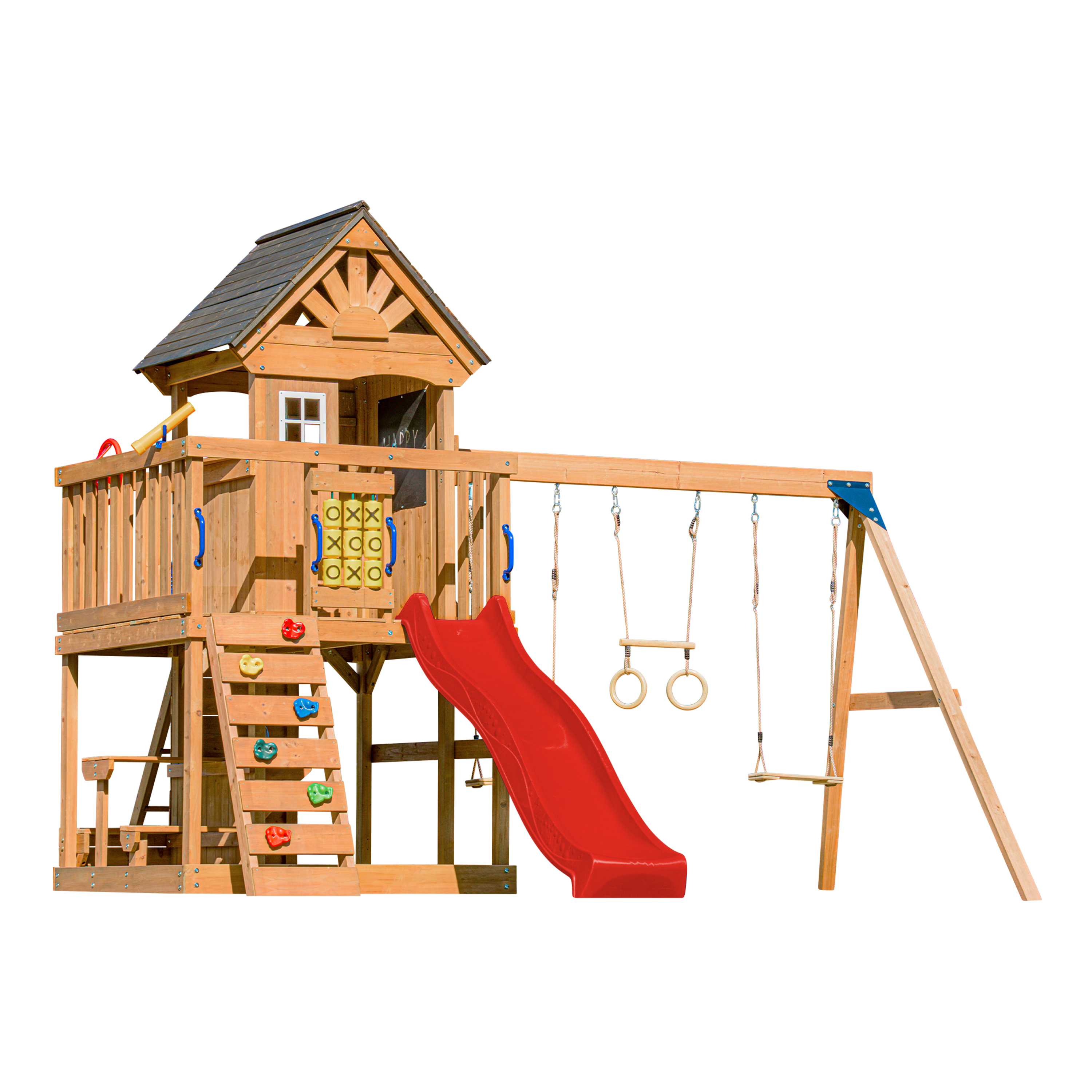 AXI Jack Climbing Frame with Double Swing and Trapeze – Red Slide