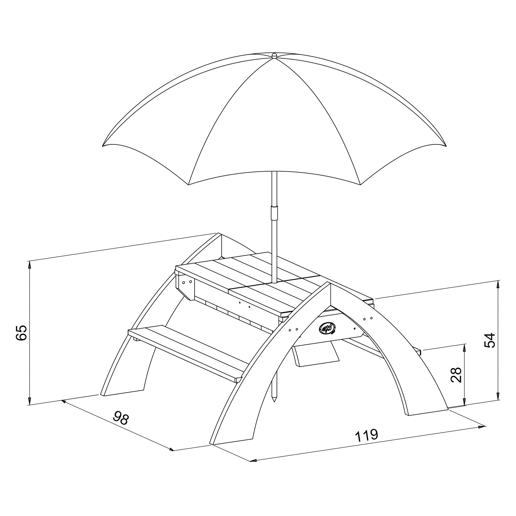 AXI Delta Zand & Water Picknicktafel Grijs/wit - Parasol Blauw