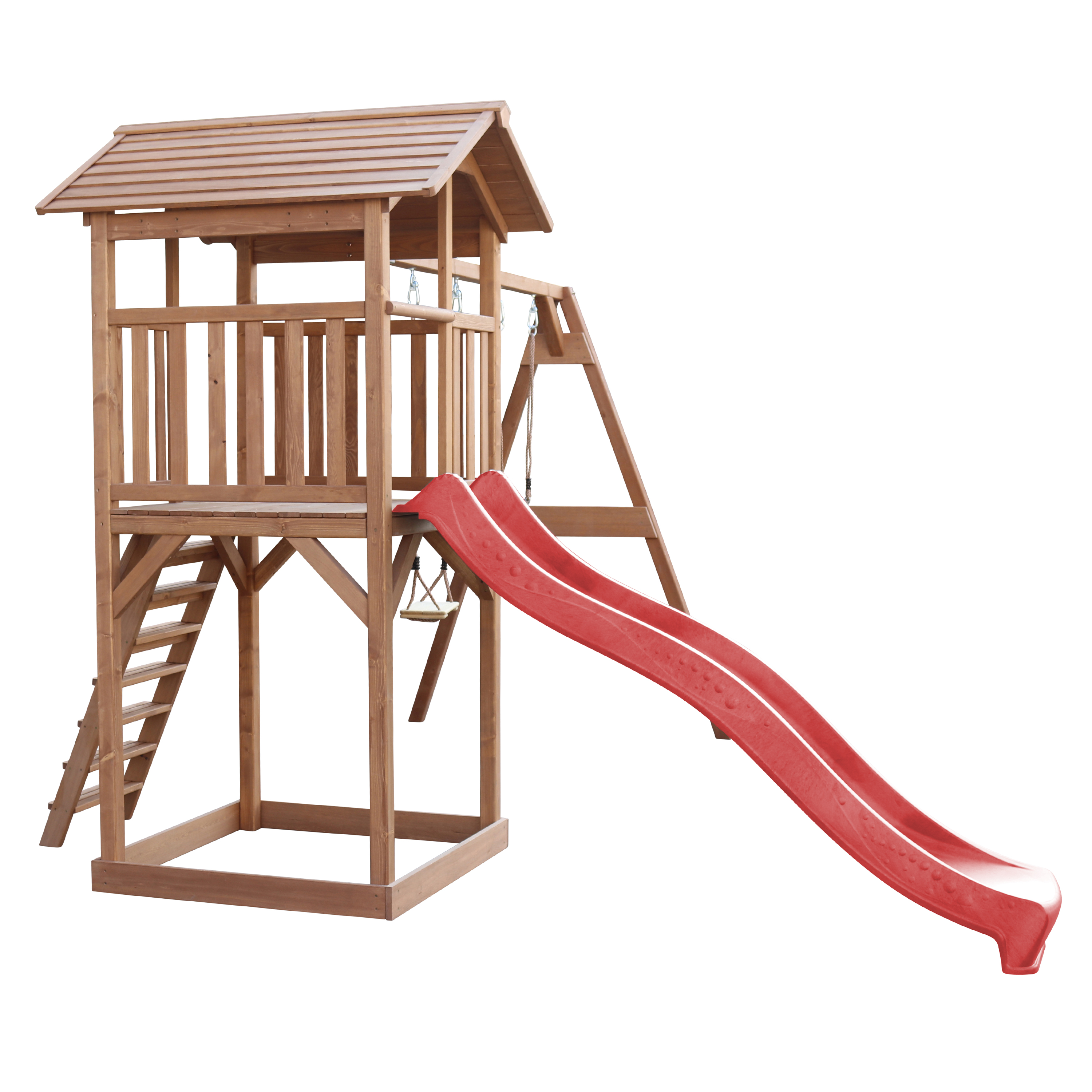 AXI Beach Tower with Double Swing Set Brown - Red Slide