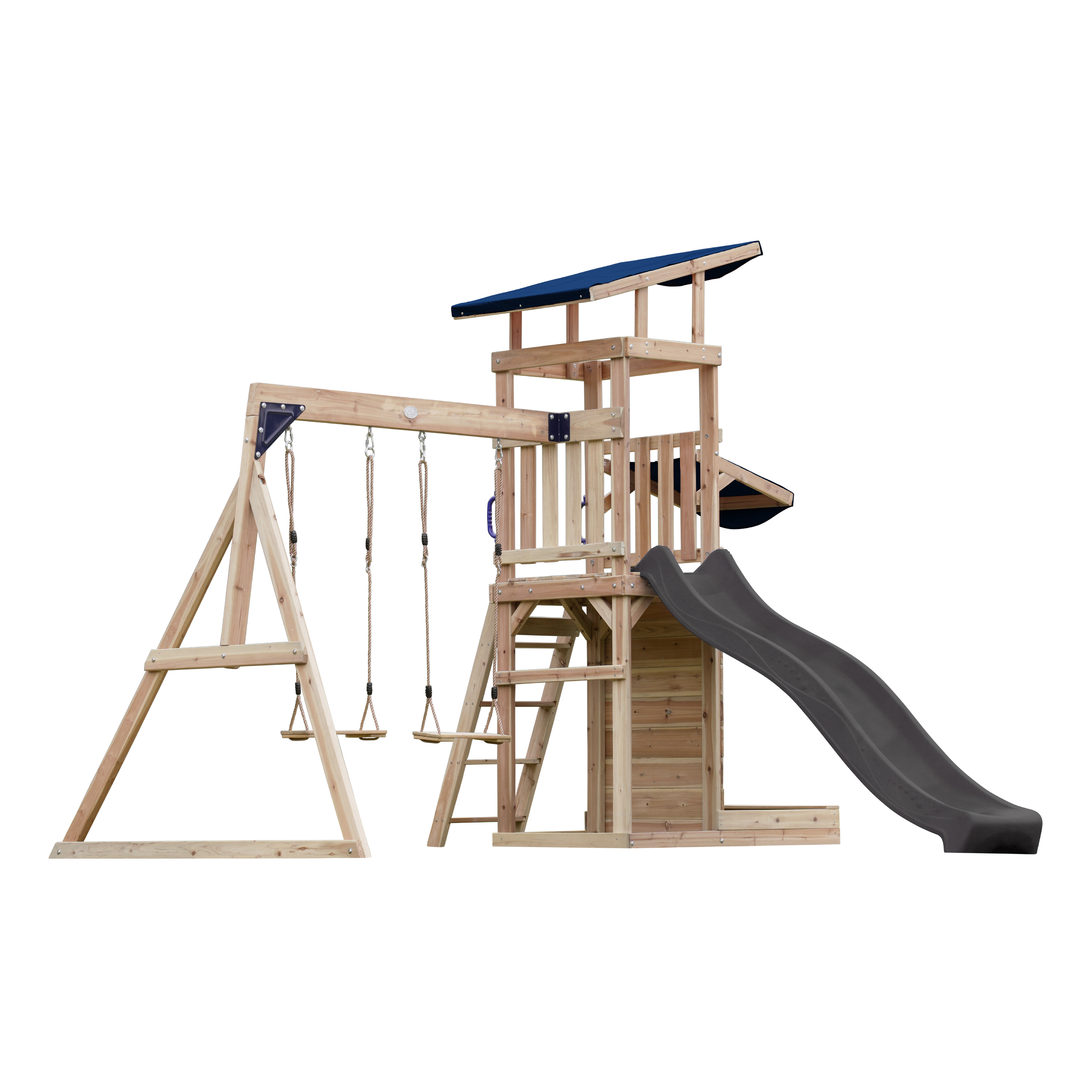AXI Malik Play Set with Double Swing Brown - Grey Slide 