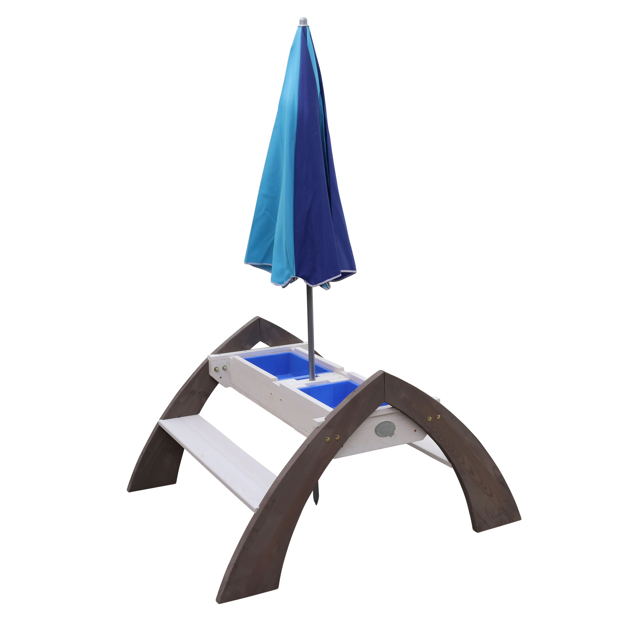 AXI Delta Zand & Water Picknicktafel Grijs/wit - Parasol Blauw