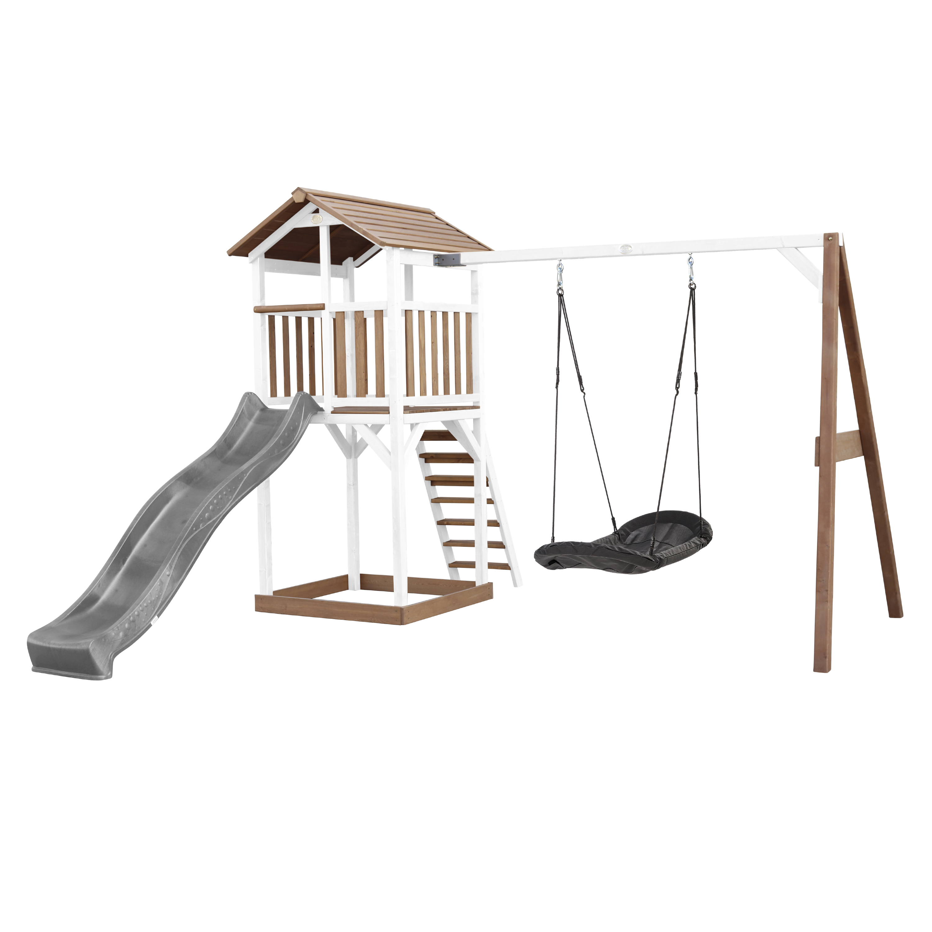 AXI Beach Tower with Roxy Nest Swing Set Brown/White - Grey Slide