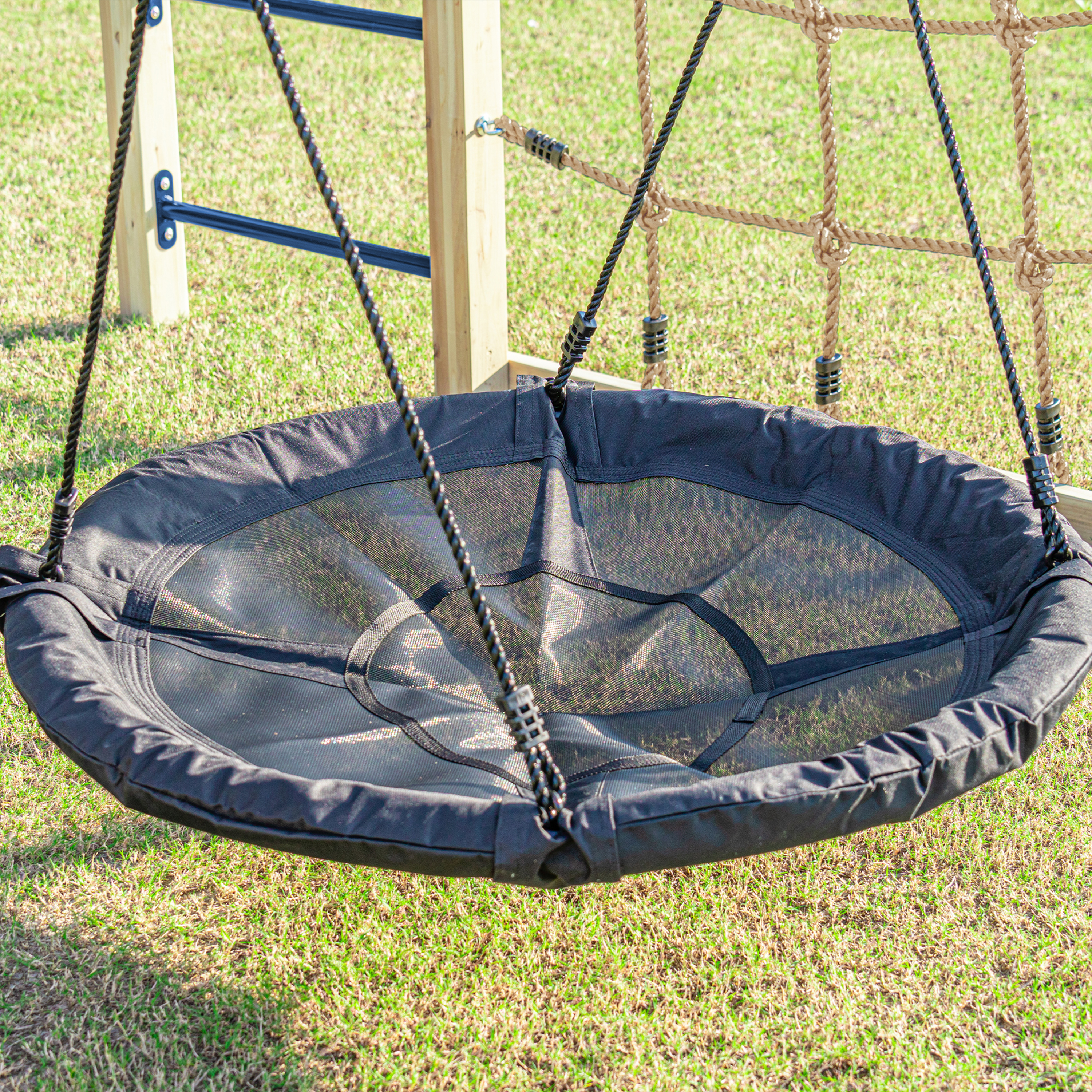 AXI Boris Wooden Playcentre with Swings. Trapeze. Climbing Nets and Monkey Bars – Purple Slide