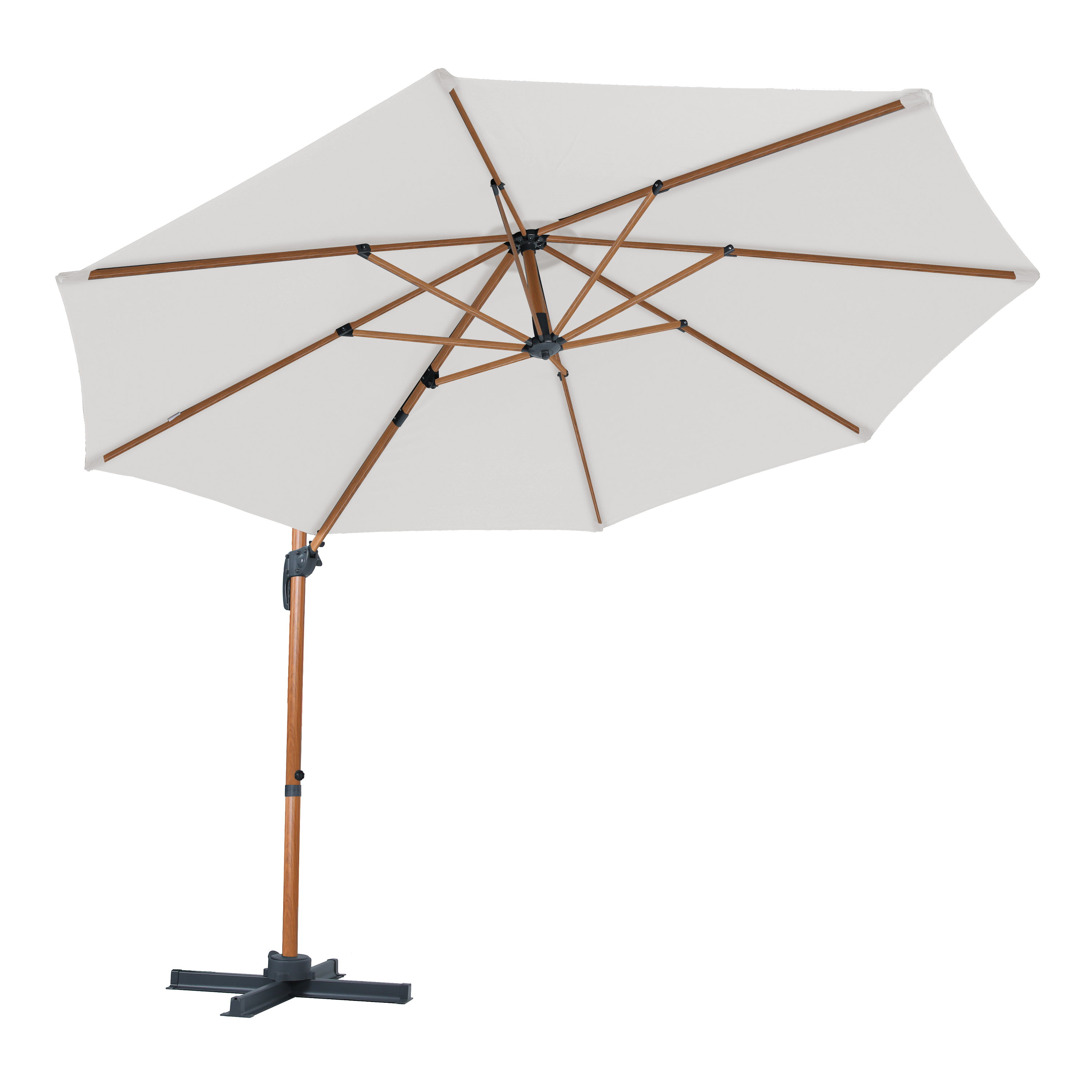 AXI Marisol Cantilever Parasol Ø 300cm Round - Wood-look/Beige-8720365063459 AXI Marisol Cantilever Parasol Ø 300cm Round - Wood-look/Beige