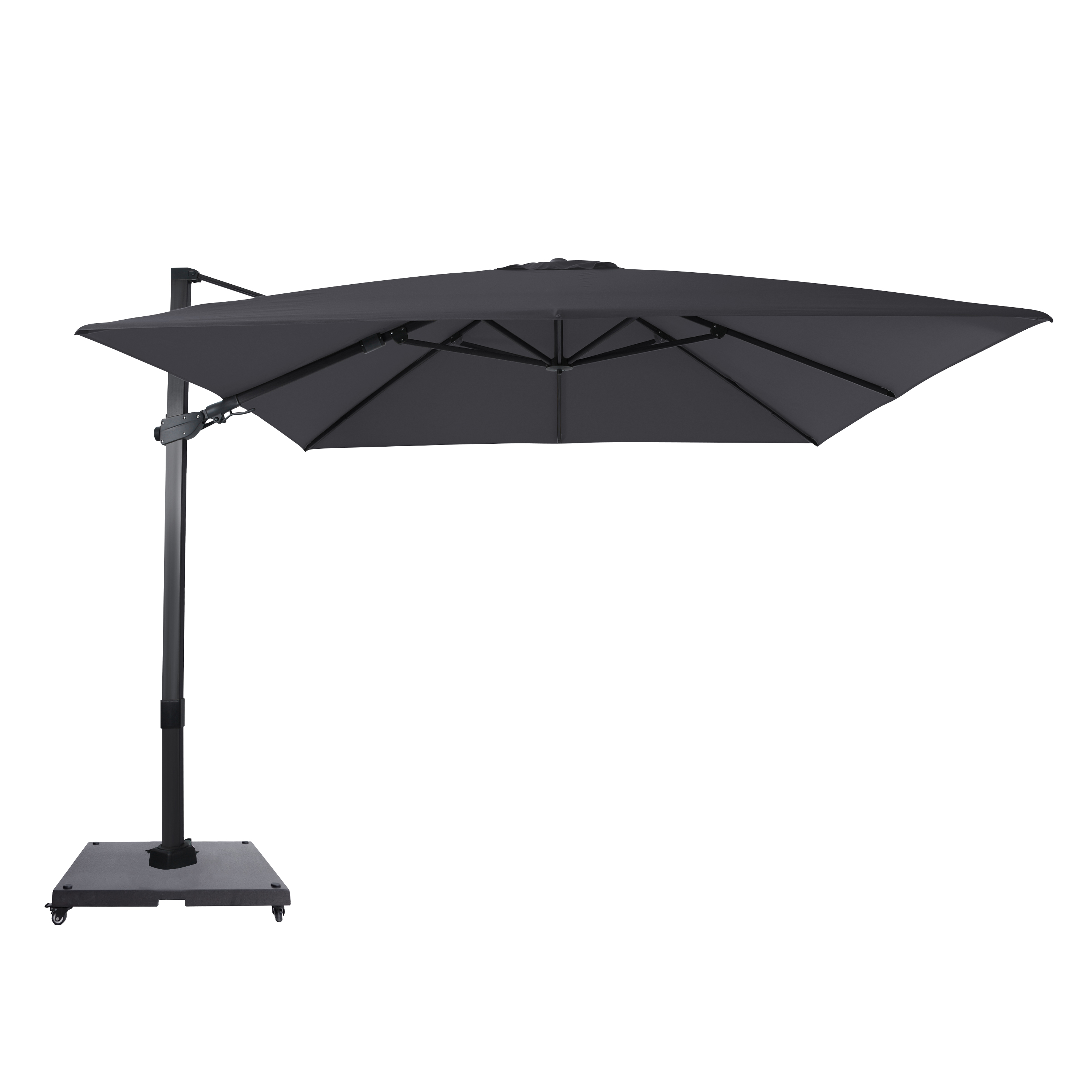 AXI Apollo Premium Cantilever Parasol 300x300cm incl. granite base with wheels Anthracite/Grey – Complete set-8720365068256 AXI Apollo Premium Cantilever Parasol 300x300cm incl. granite base with wheels Anthracite/Grey – Complete set