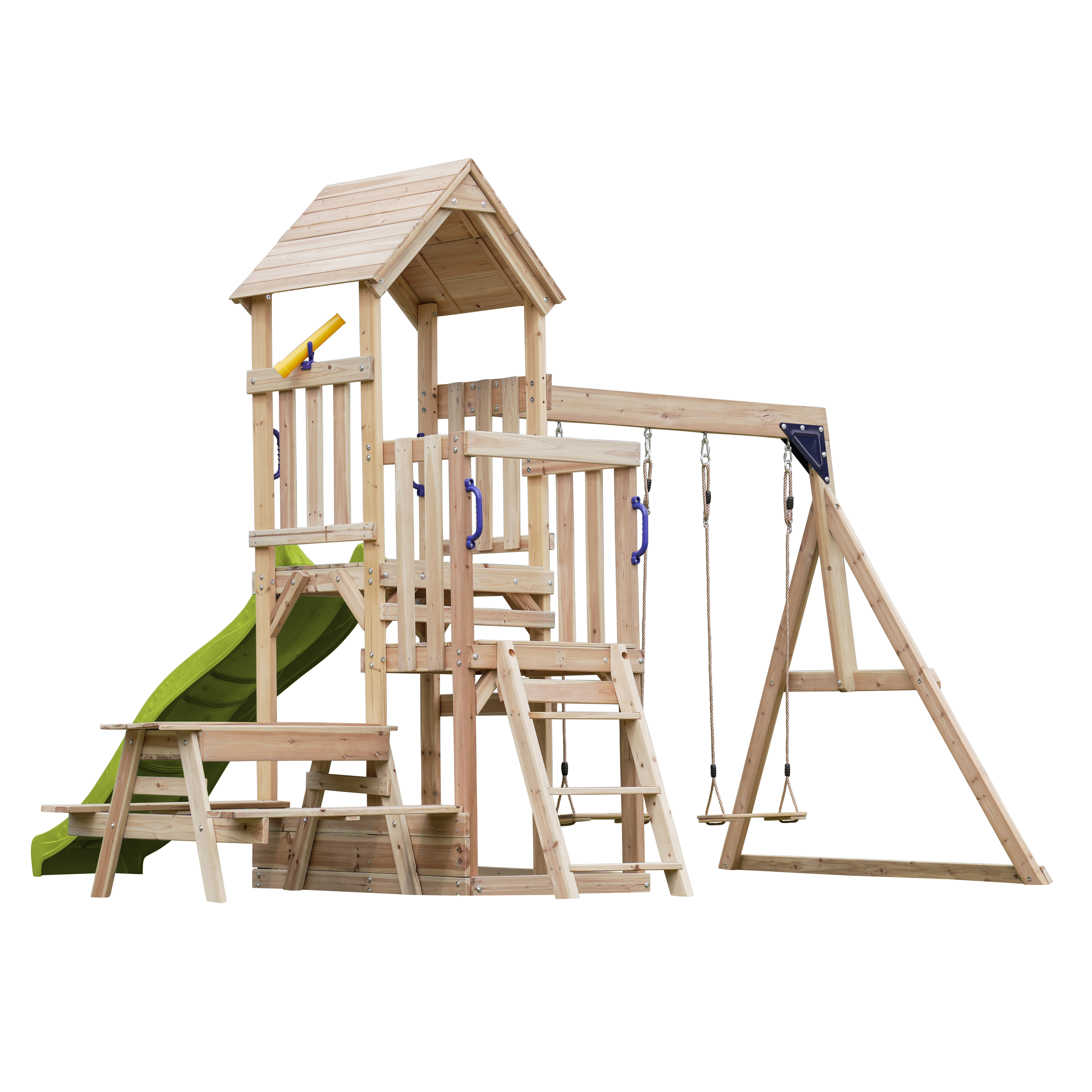 AXI Mette Playground with Double Swing Brown - Lime Green Slide 
