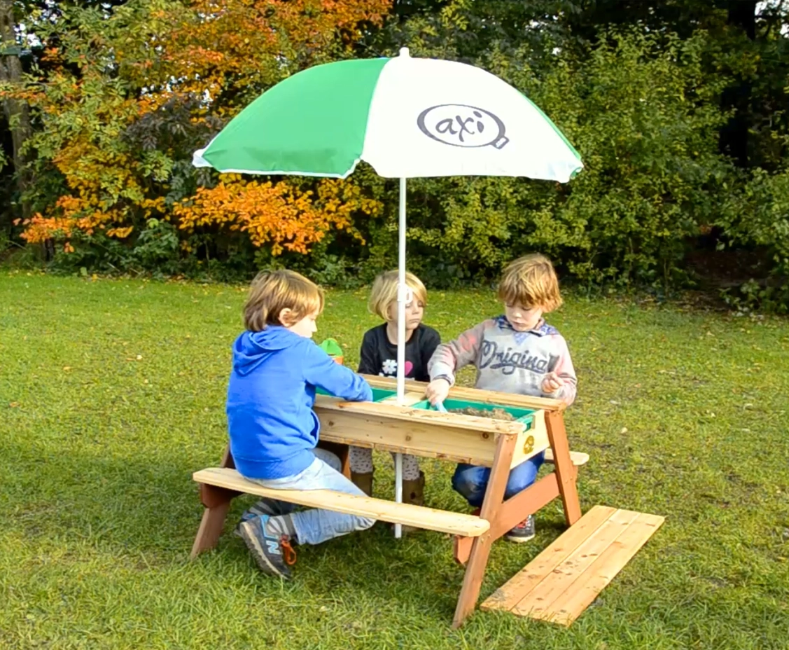 AXI Nick Sand & Vatten Picknickbord Antracit/Grå med parasol
