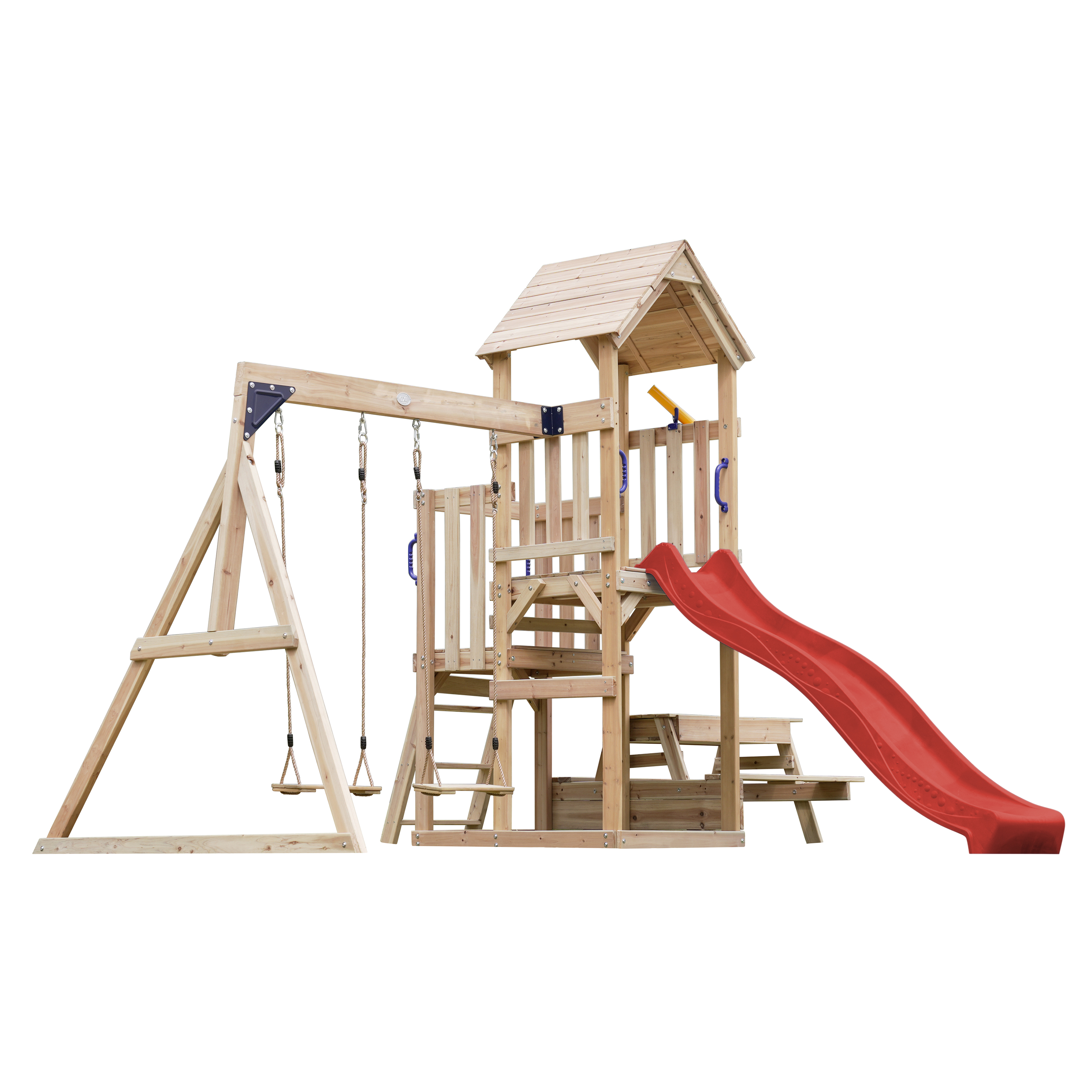 AXI Mette Playground with Double Swing Brown - Red Slide 