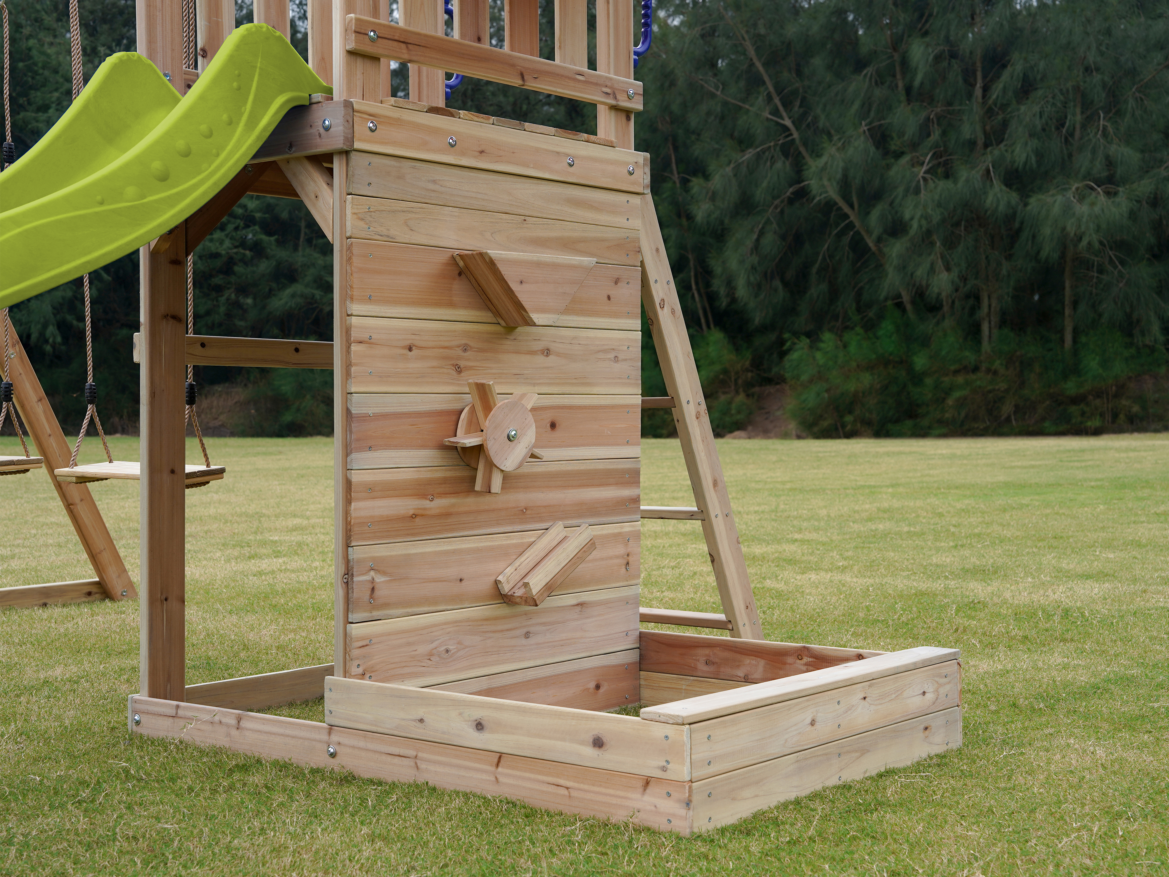 AXI Malik Climbing Frame with Double Swing Set - Lime Green Slide