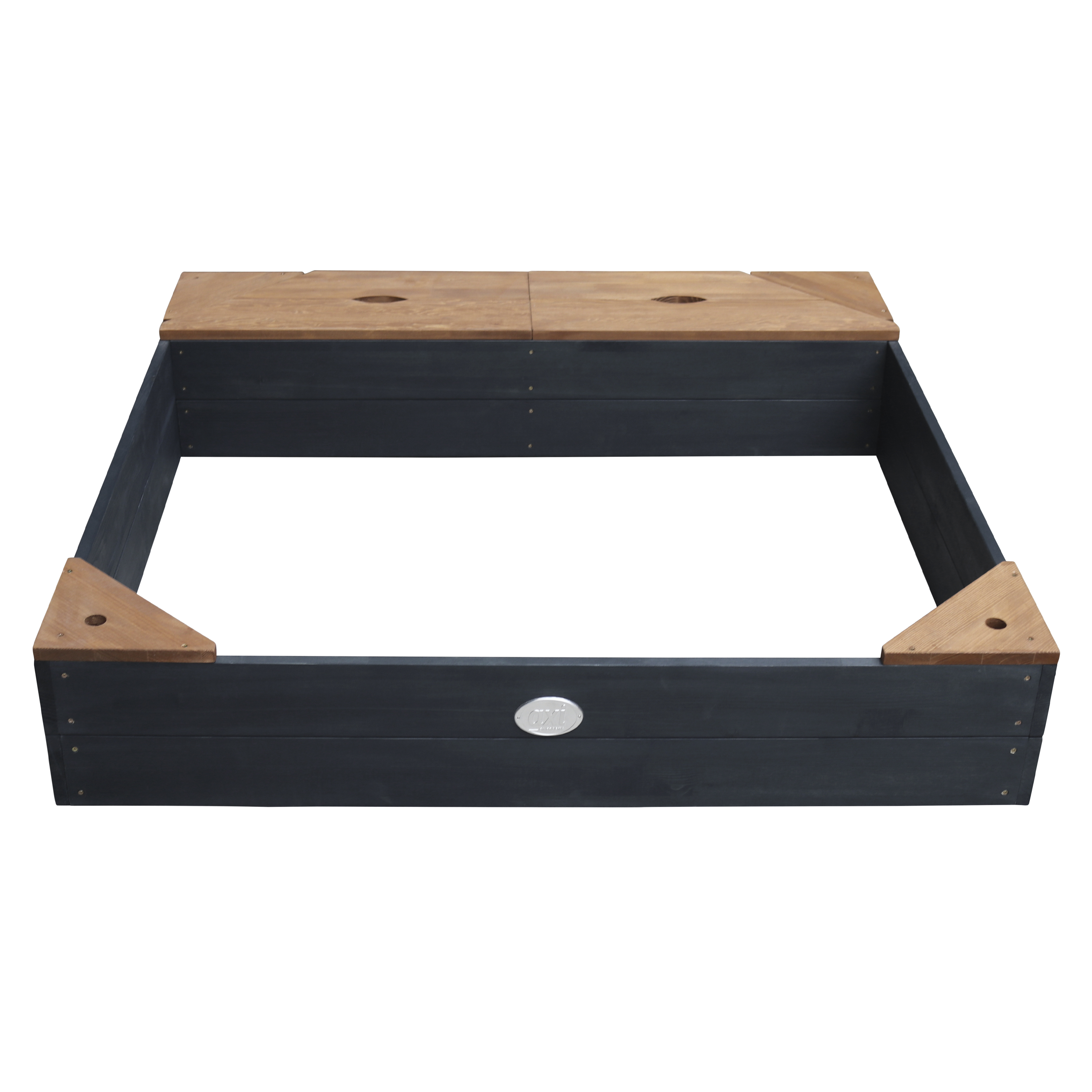 AXI Amy Sandbox with Storage and Bench - 115 x 115 cm - Anthracite/Brown