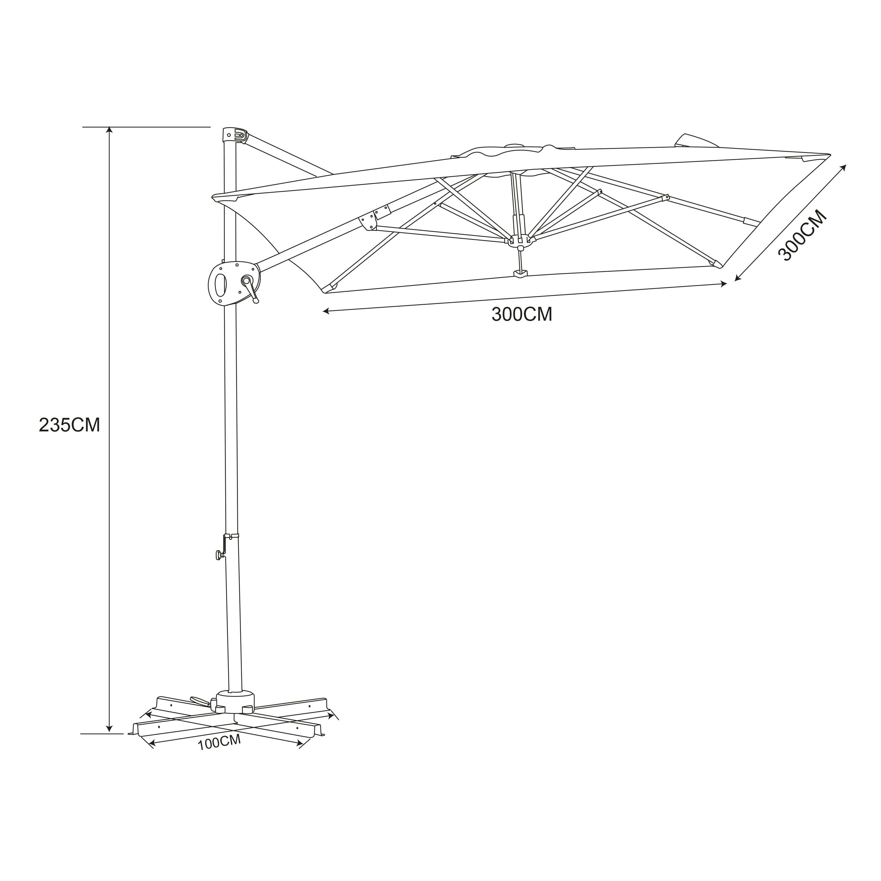 AXI Mira Cantilever Parasol 300x300cm Anthracite/Grey
