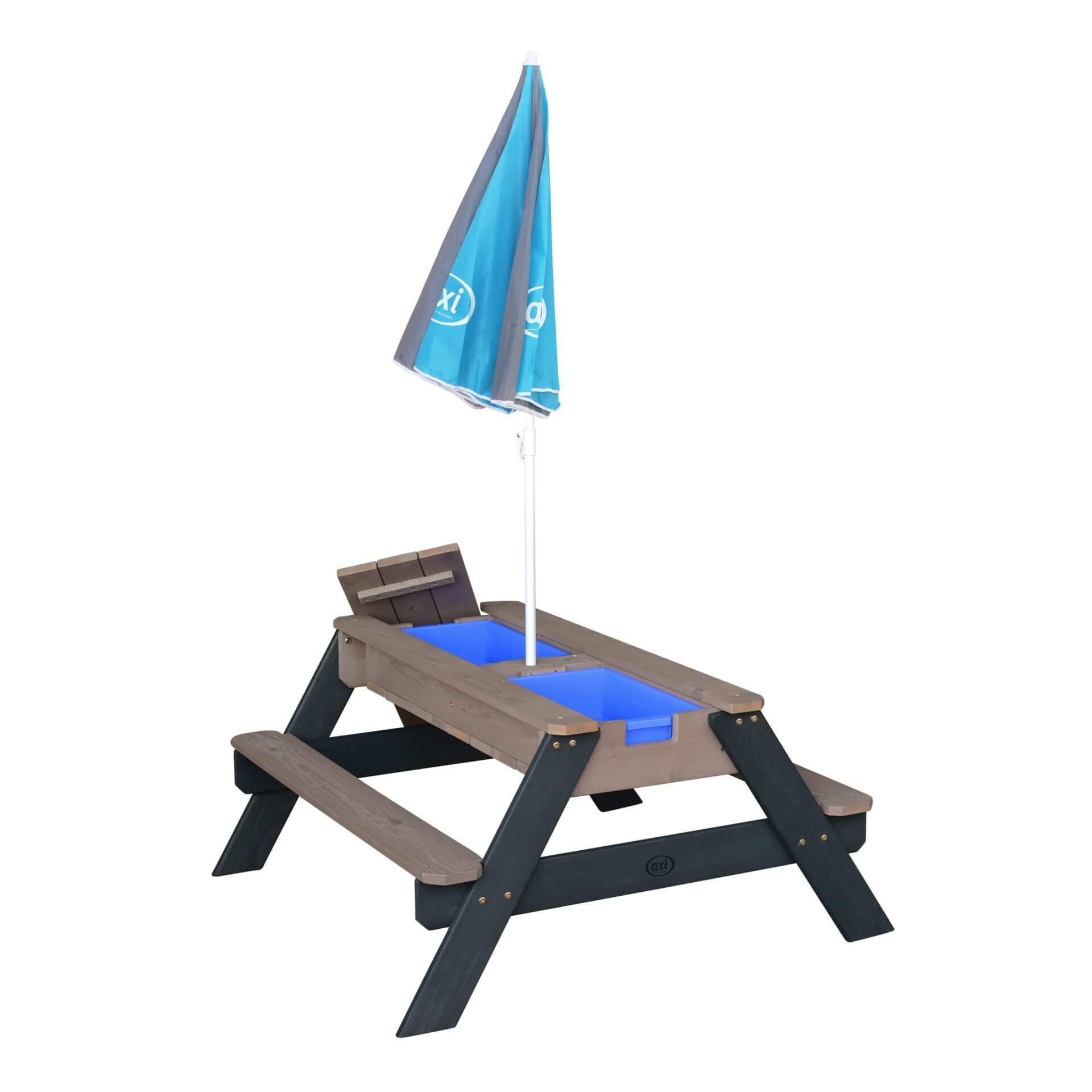 AXI Nick Zand & Water Picknicktafel Antraciet/grijs - Parasol Grijs/blauw