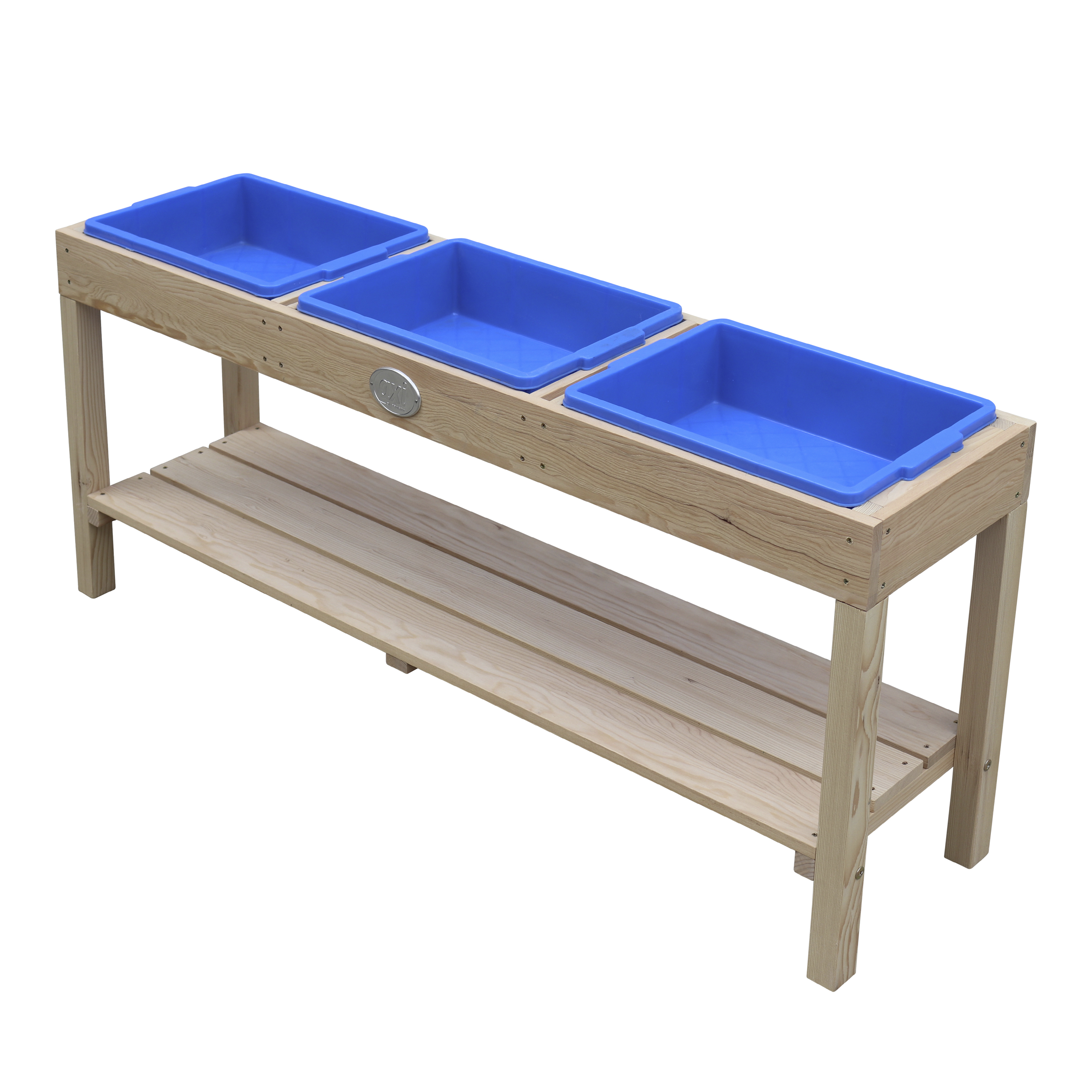 AXI Activity Table with 3 Blue Bins - Natural Brown