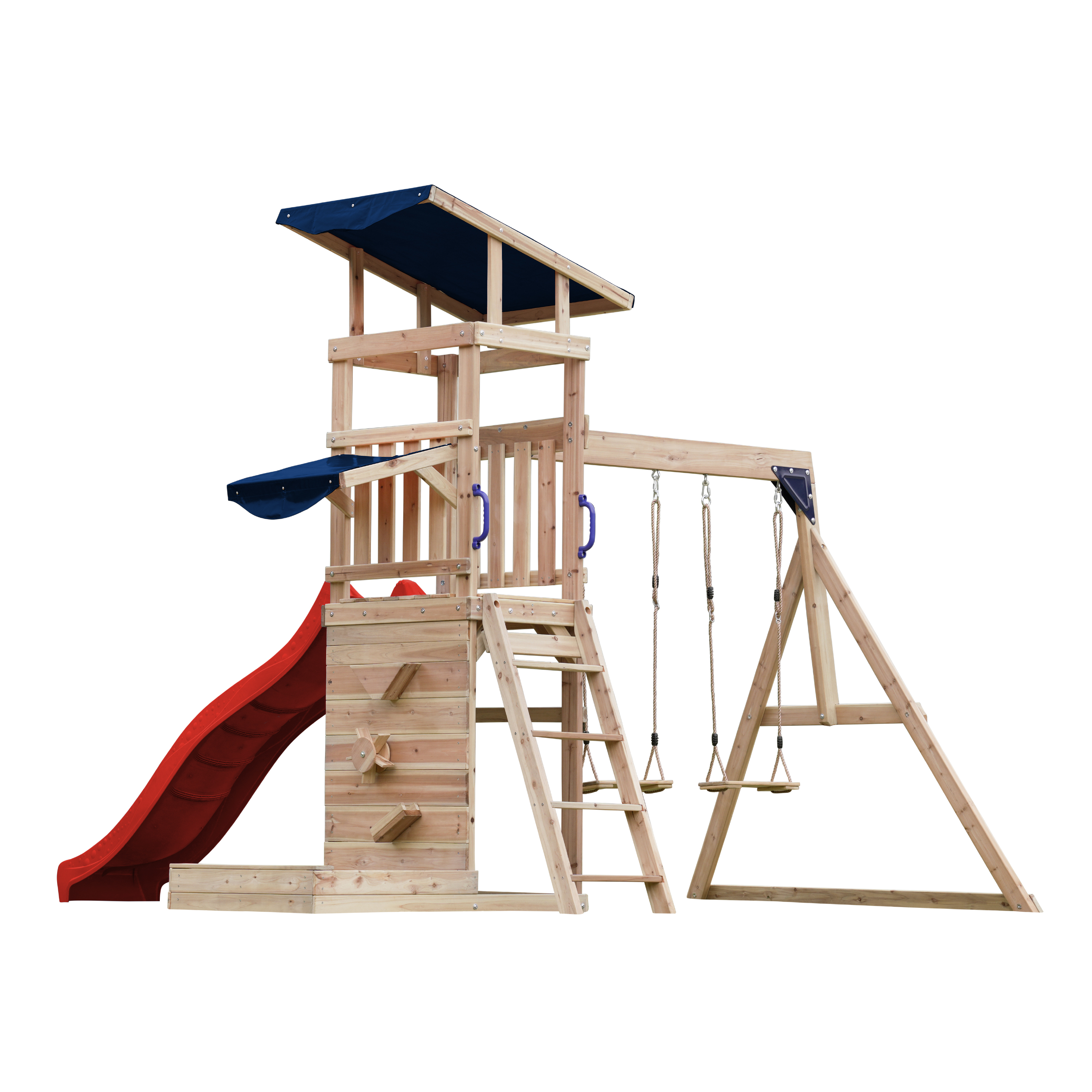 AXI Malik Climbing Frame with Double Swing Set - Red Slide