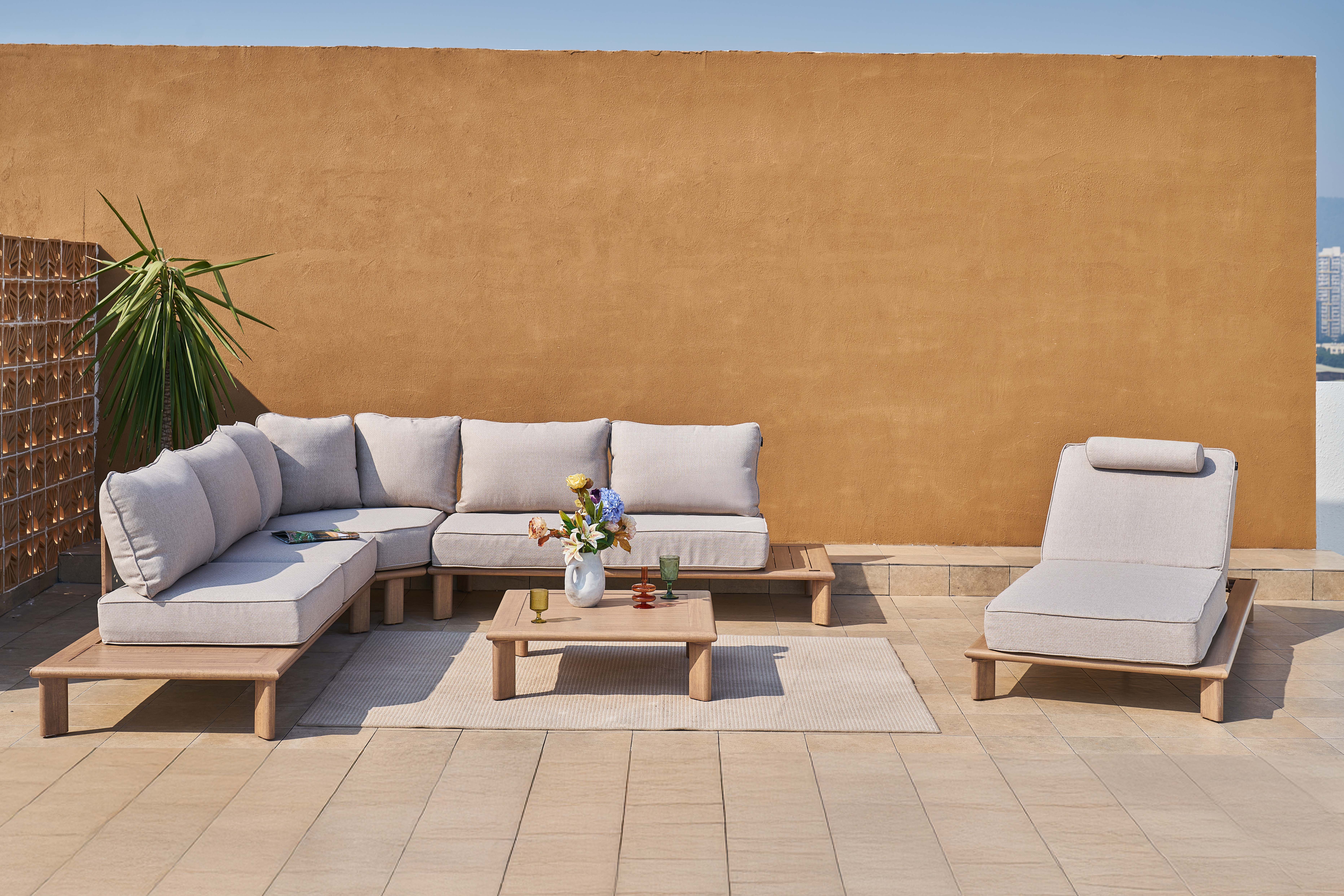 AXI Avery Lounge Set with Side Tables Wood-Look with Beige-8720365065637 AXI Avery Lounge Set with Side Tables Wood-Look with Beige