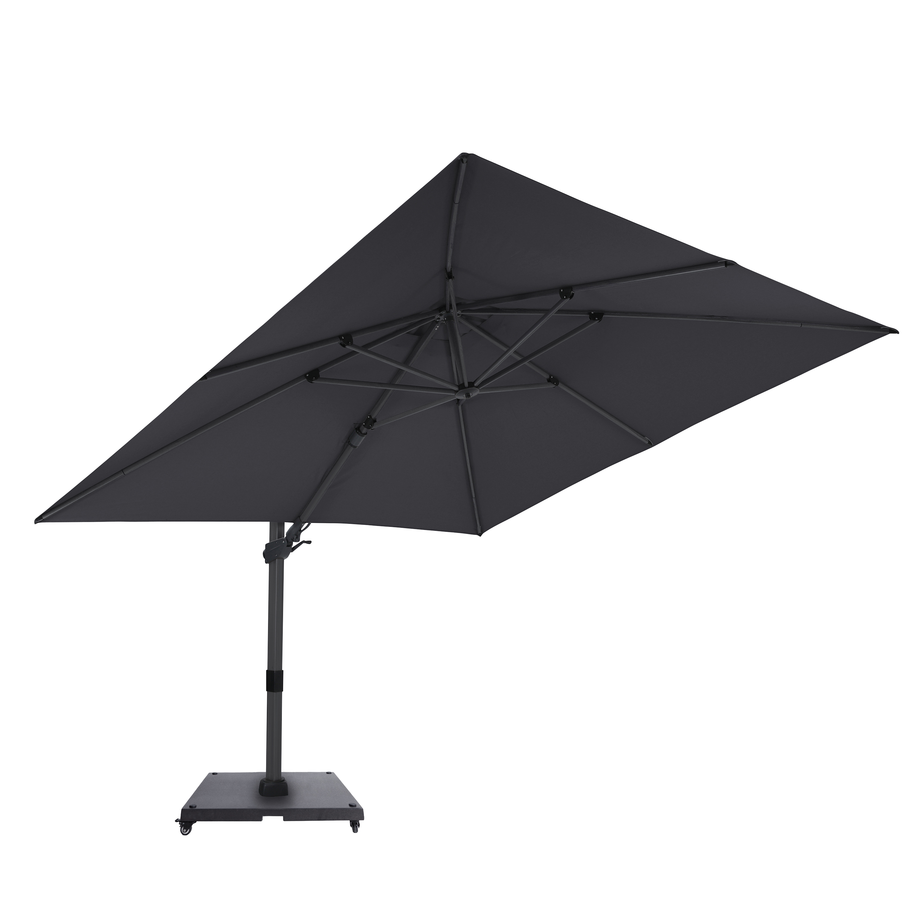 AXI Apollo Premium Cantilever Parasol 300x300cm incl. granite base with wheels Anthracite/Grey – Complete set
