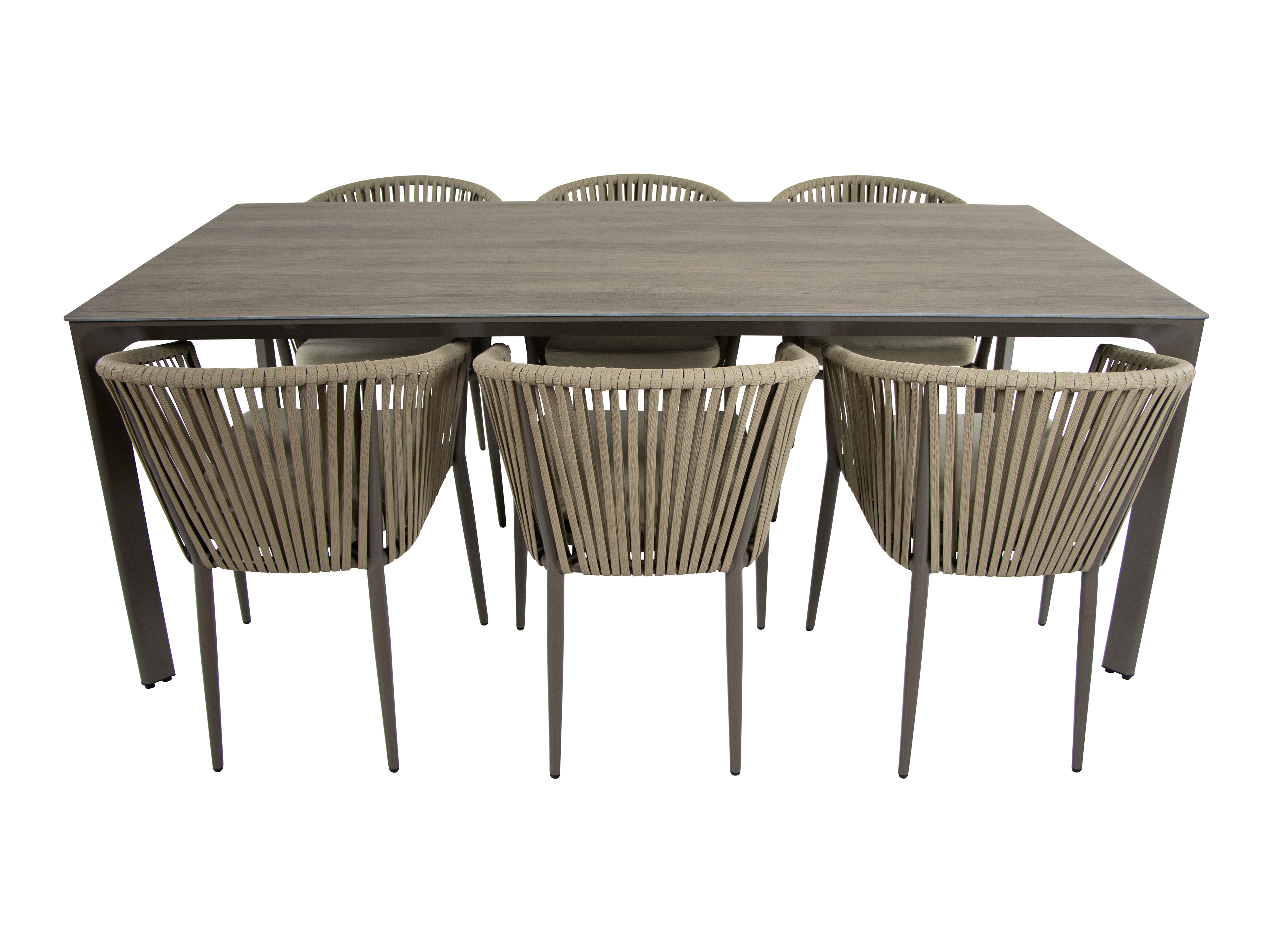 AXI Resi Tuinset met 6 stoelen Taupe met Hout-look PSPC-8720365062643 AXI Resi Tuinset met 6 stoelen Taupe met Hout-look PSPC